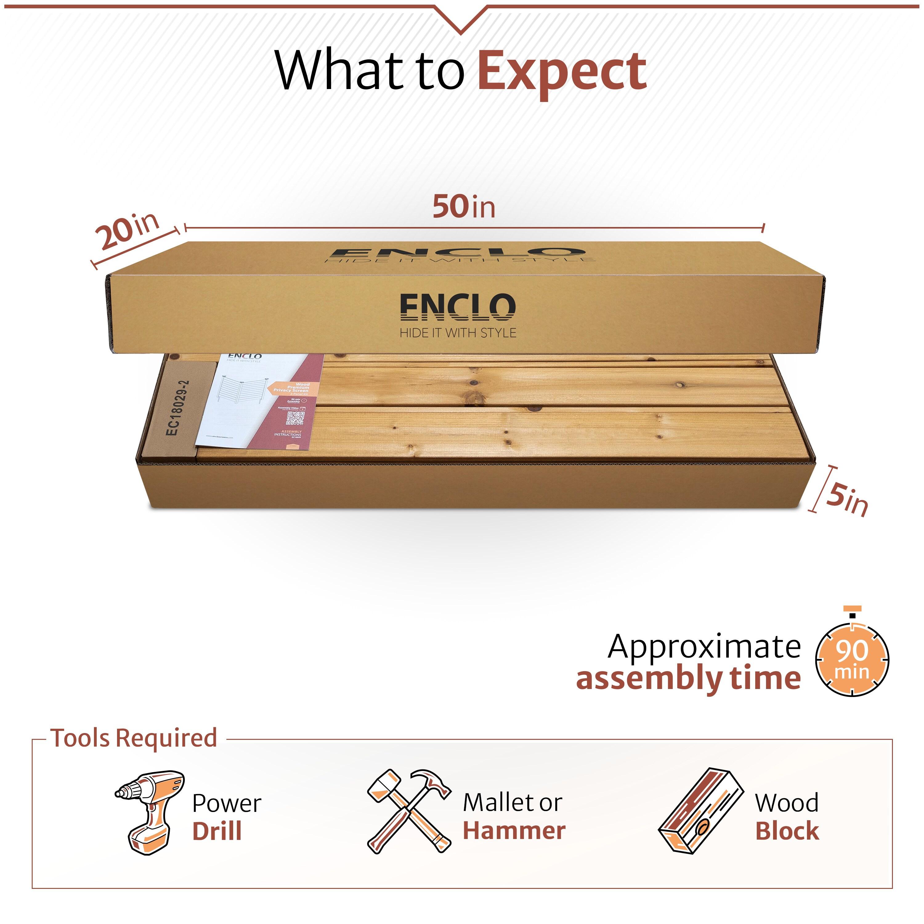 4ft H x 4ft W (2 Panels) No Dig Enclo Premium Wood Privacy Screen, Ideal Outdoor Privacy Wall, Pool Equipment Enclosure, Cedar Privacy Fence, Trash Can Enclosures, Air Conditioner Fence, EC18029