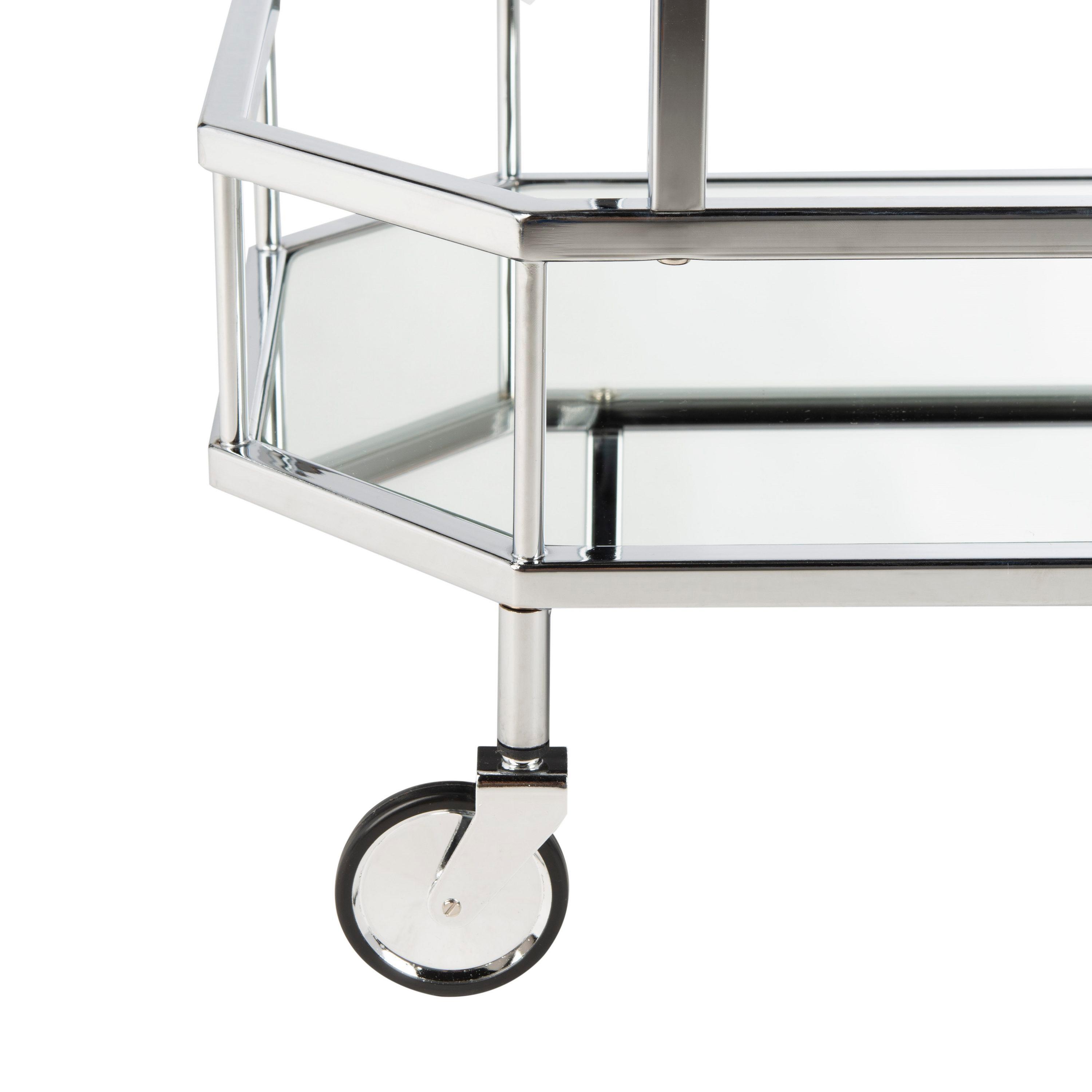 Silva 2 Tier Octagon Bar Cart - Chrome/Mirror - Safavieh