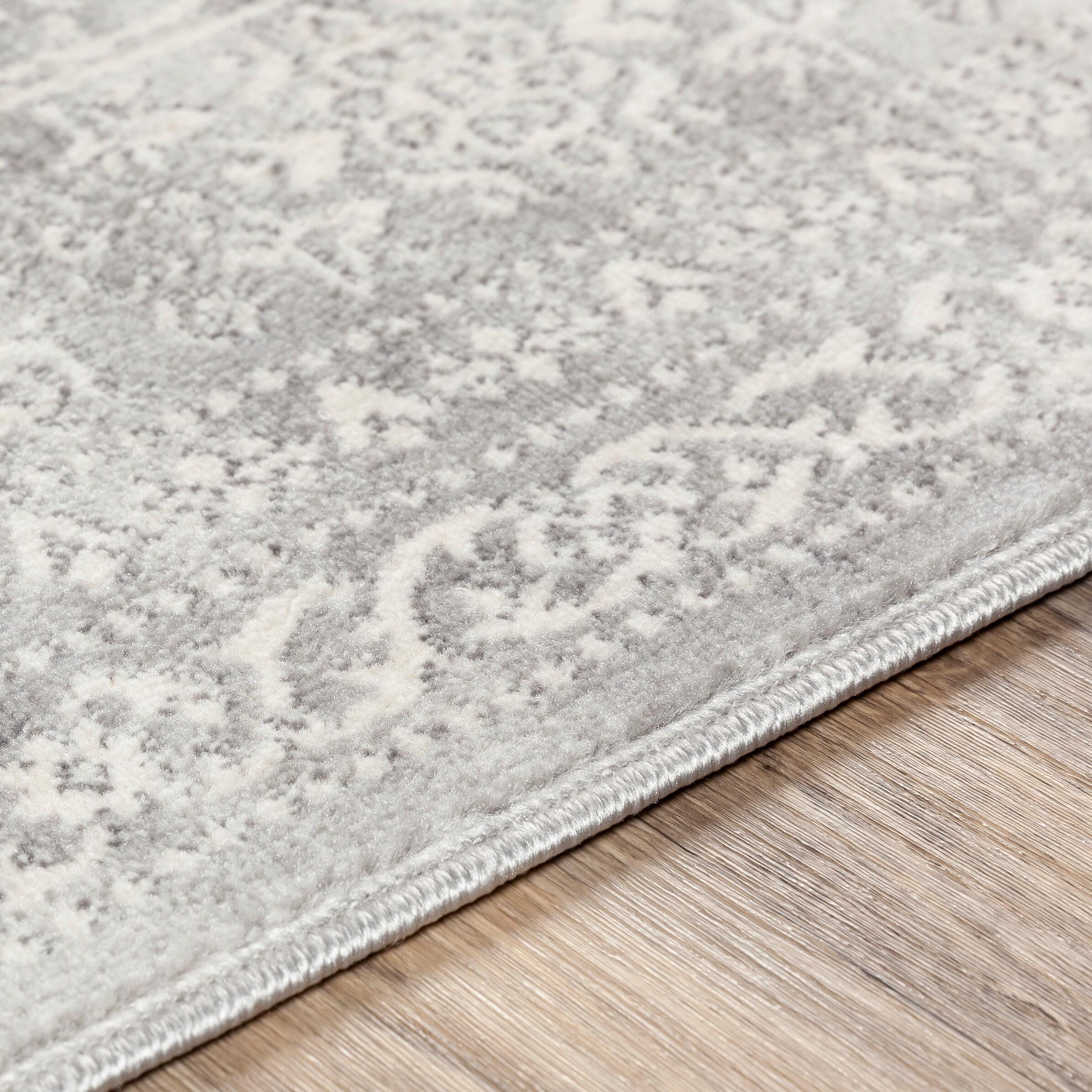 Reversible Gray Synthetic 9' x 12' Easy Care Area Rug