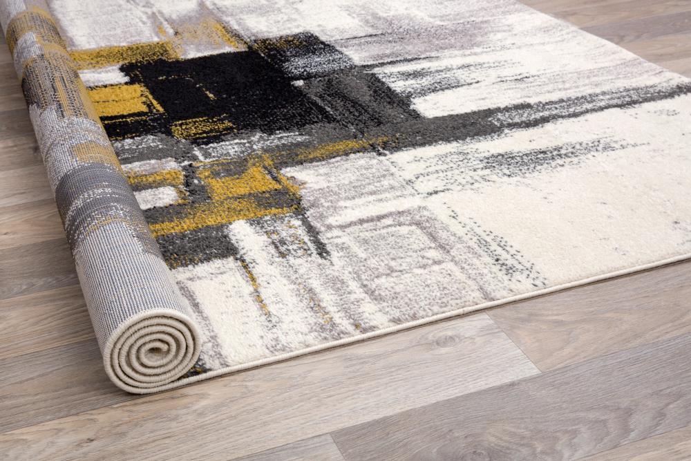 World Rug Gallery Contemporary Modern Abstract Gold 2' x 7' Runner Rug