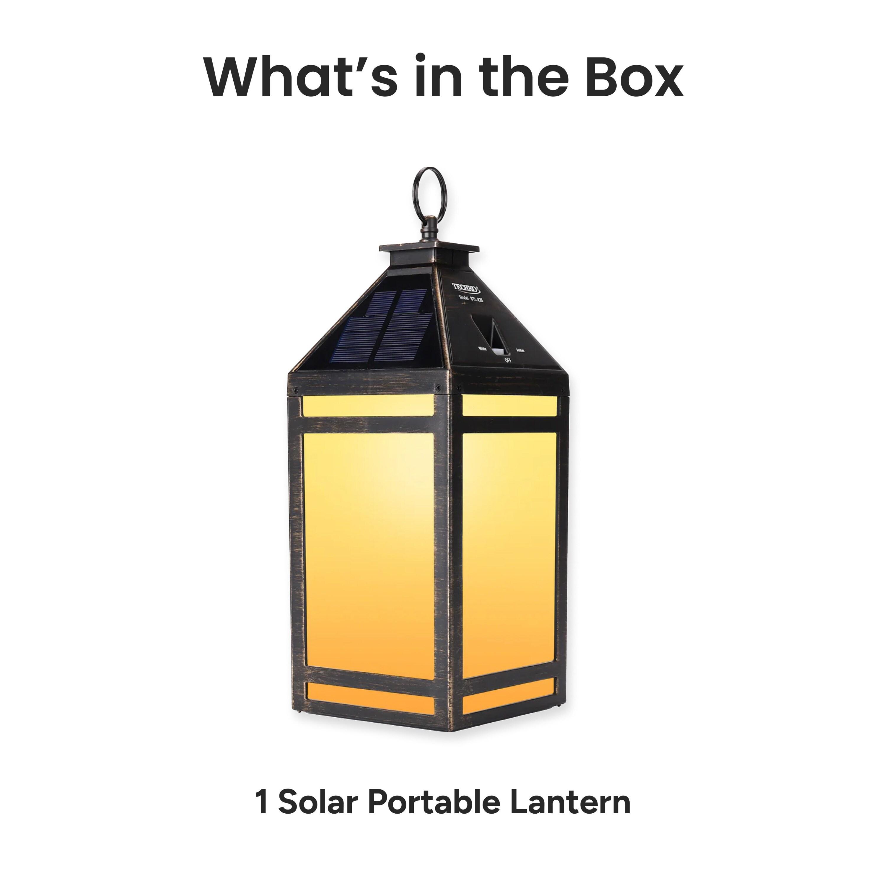 Techko 12.88 Outdoor Vintage Solar LED Lantern with Auto Dawn-to-Dusk Sensor