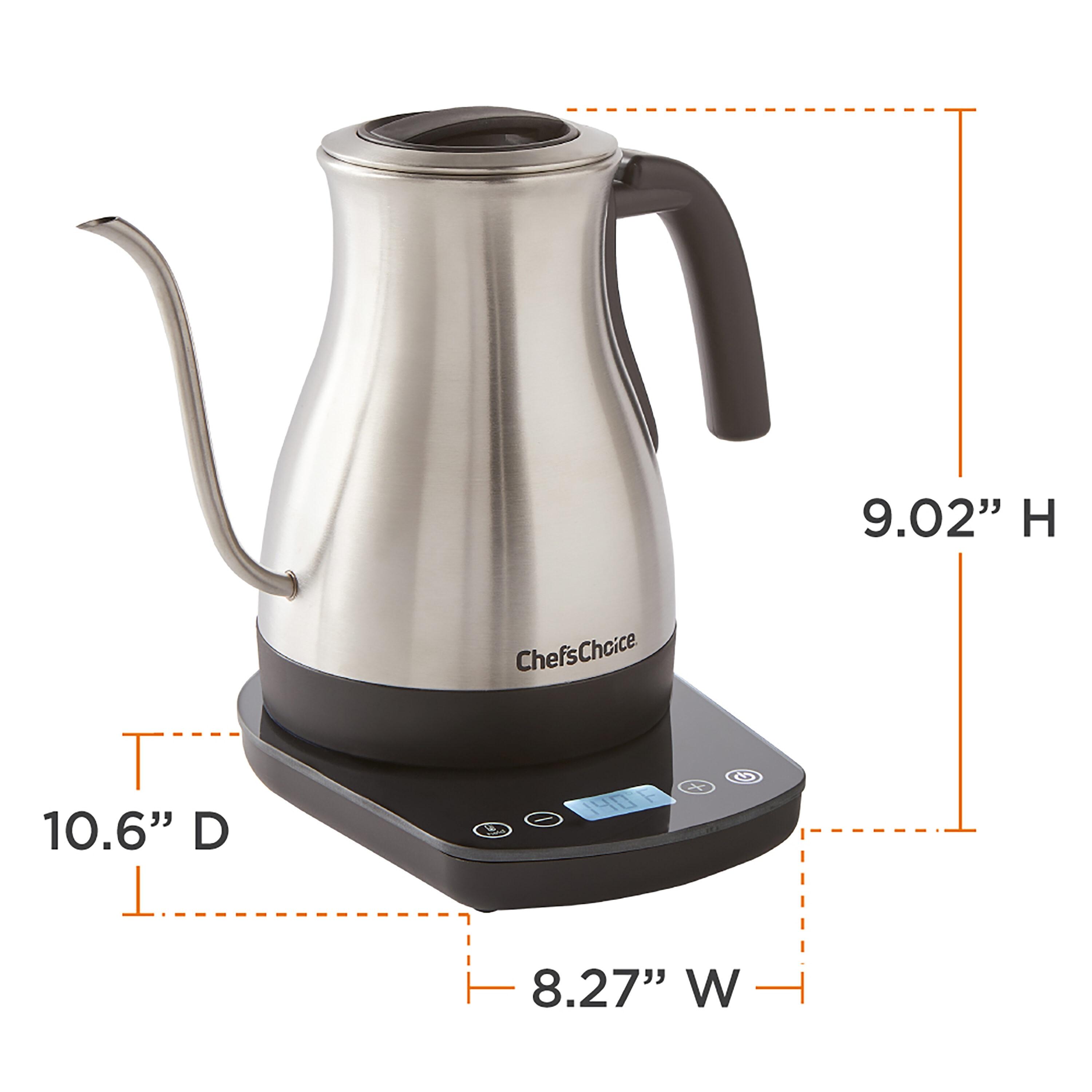 Chef'sChoice 1QT. Digital Electric Gooseneck Kettle Brushed Stainless Steel, 1200W