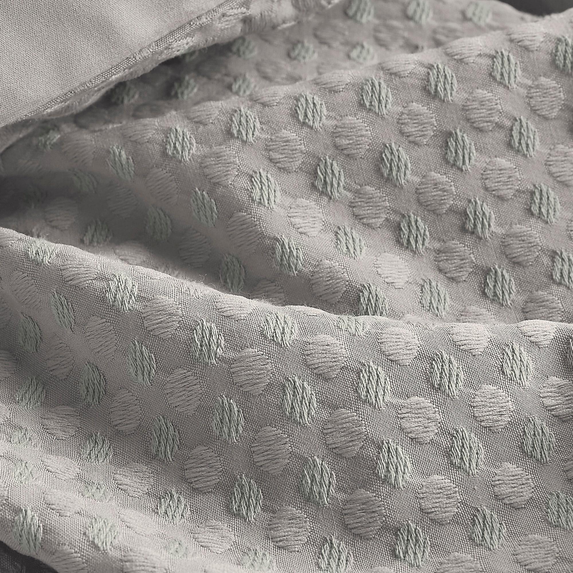 Comfort Spaces Light Grey Twin Comforter Set - 2 Pieces Breathable Dotted Knit Comforter Set, Modern Farmhouse Boho Comforter & Sham, All Season Microfiber Twin Bed Set