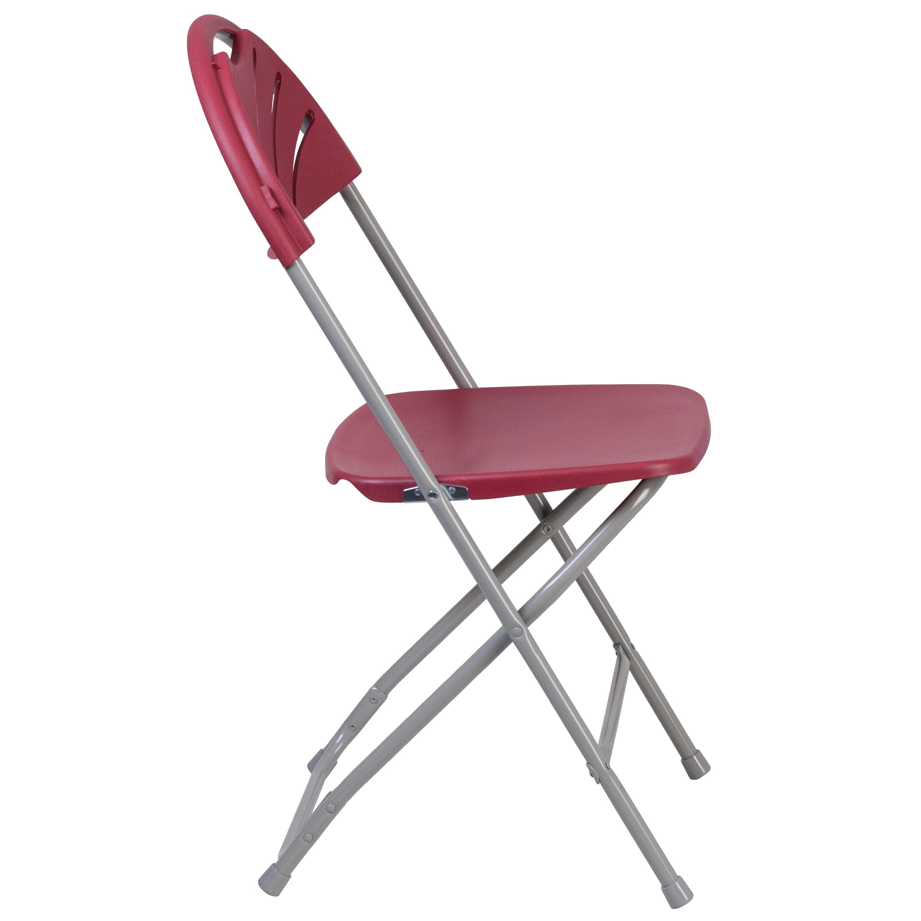 Flash Furniture 2 Pack HERCULES Series 650 lb. Capacity Burgundy Plastic Fan Back Folding Chair