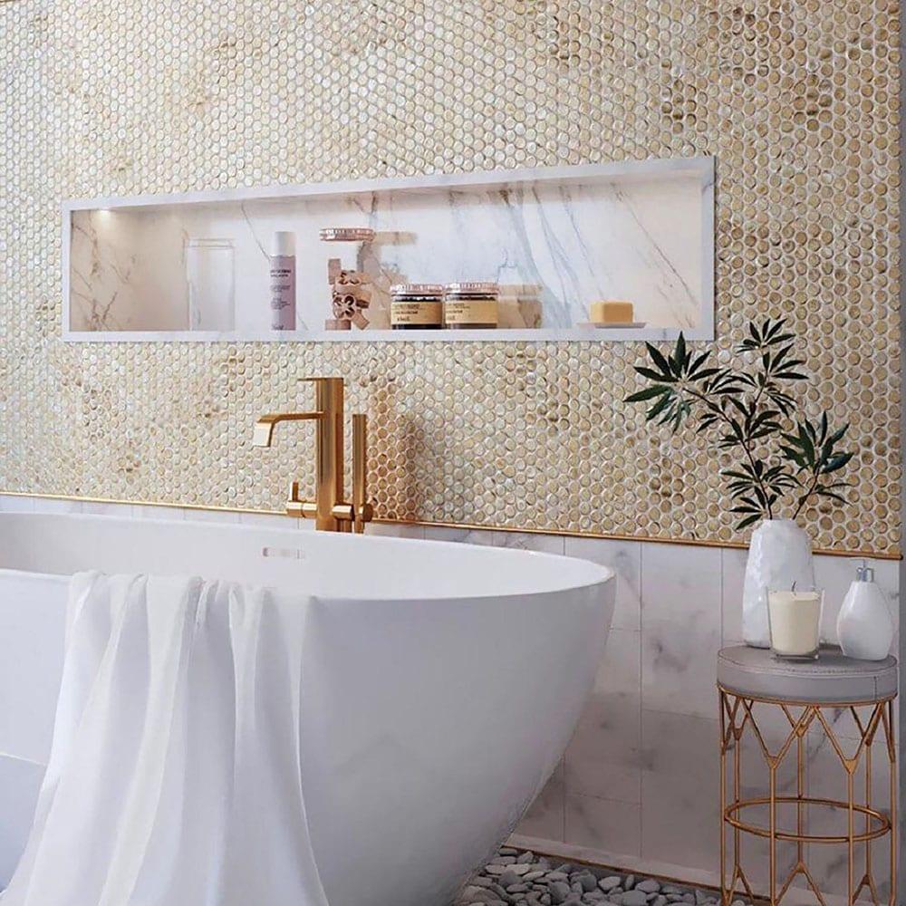 12.2" x 12.2" Glass Penny Round Mosaic Wall & Floor Tile