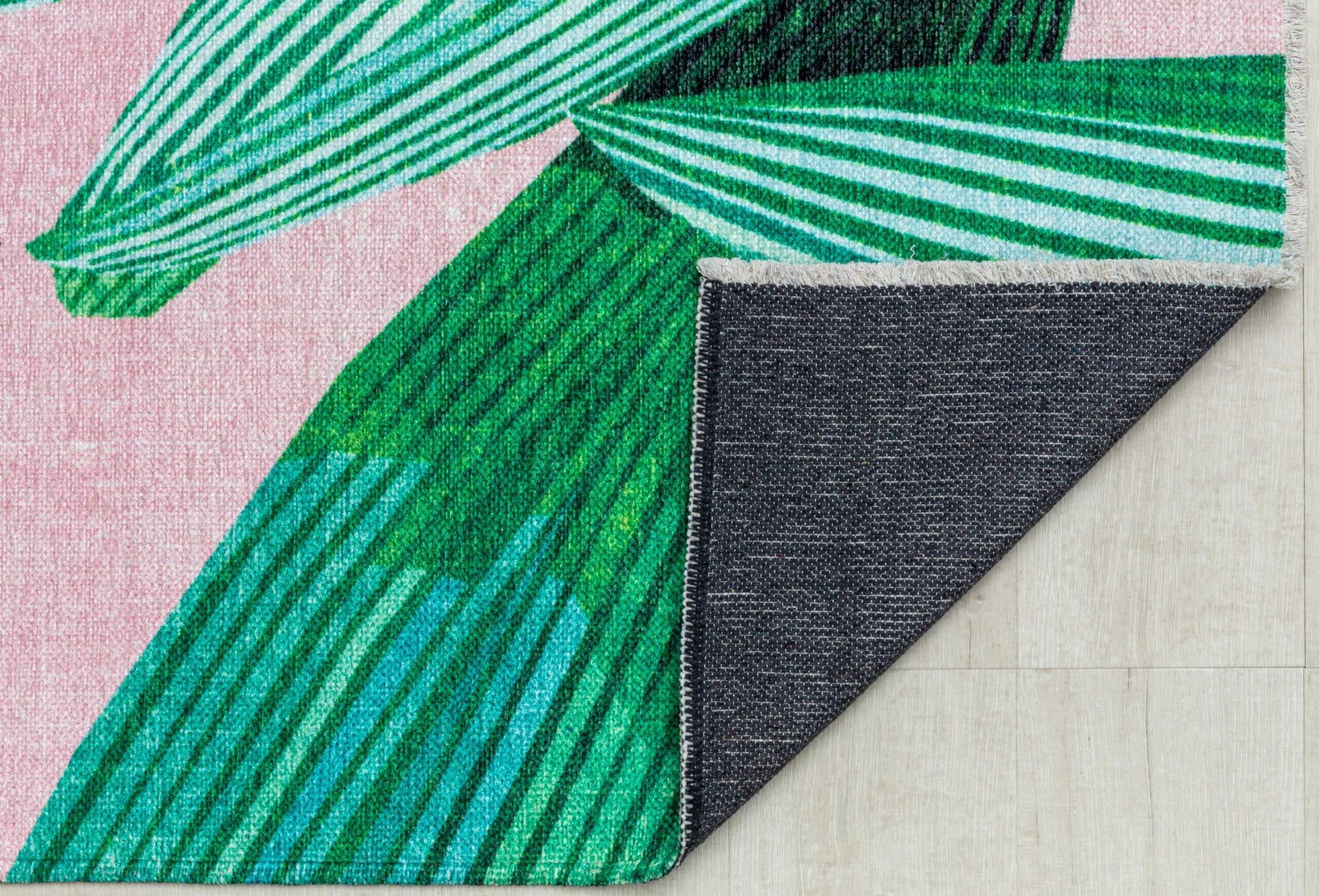 Maisie Modern Pink Palm Area Rug