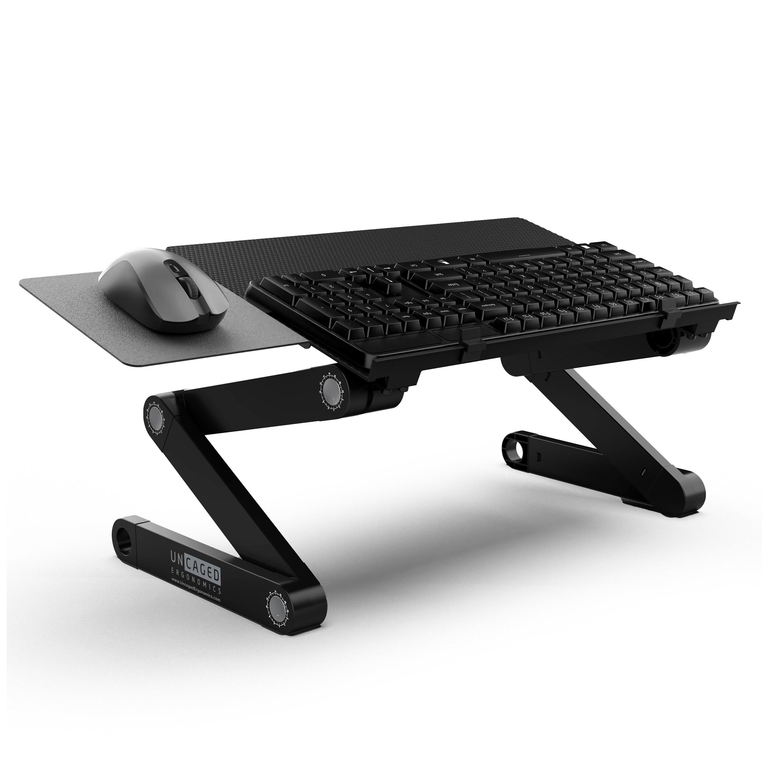 Uncaged Ergonomics Workez Adjustable Height & Tilt Keyboard Stand Black : Ergonomic Lap Desk, Standing Desk Converter