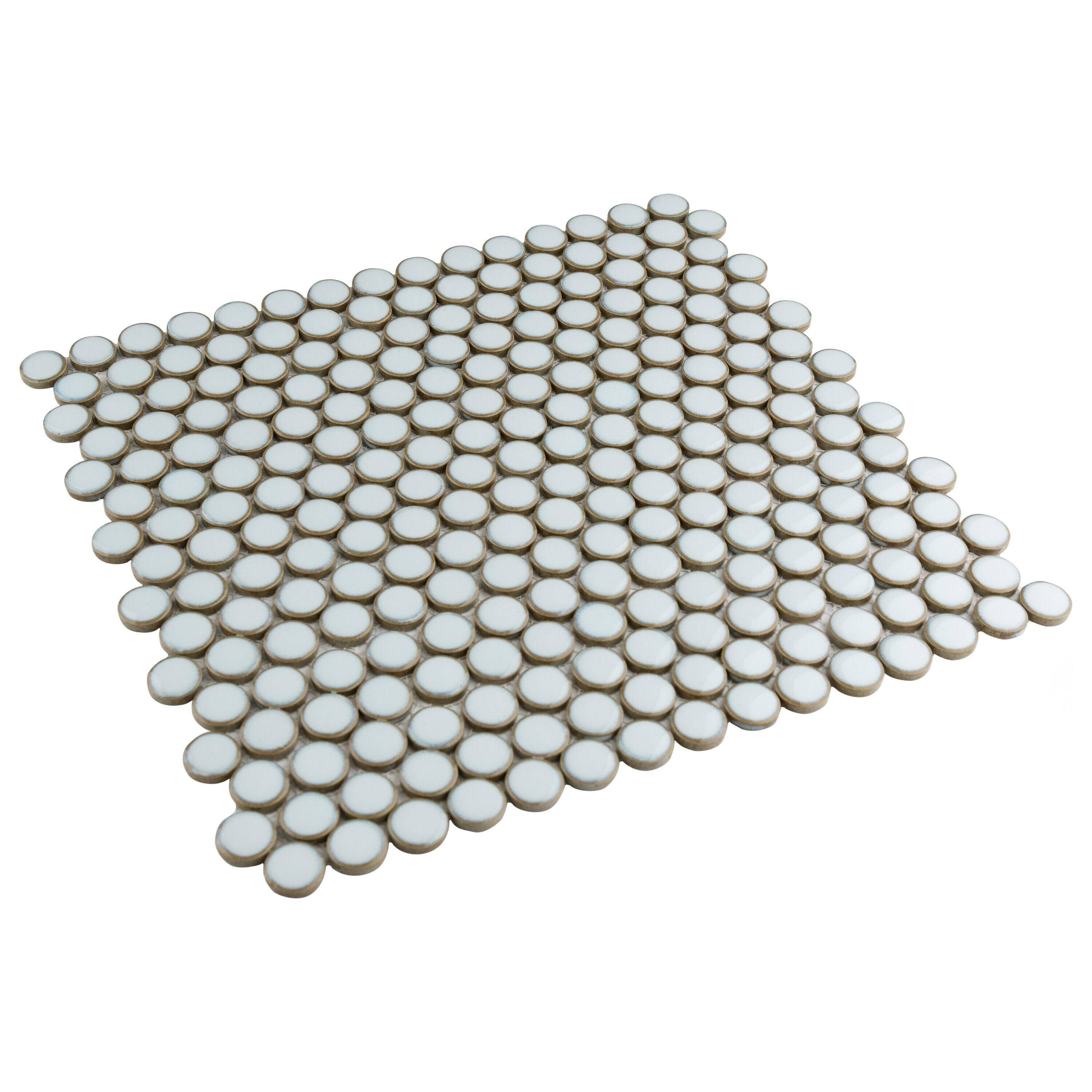 Merola Tile Hudson Penny Round 11-7/8 " x 12-5/8 " Porcelain Mosaic Floor & Wall Tile