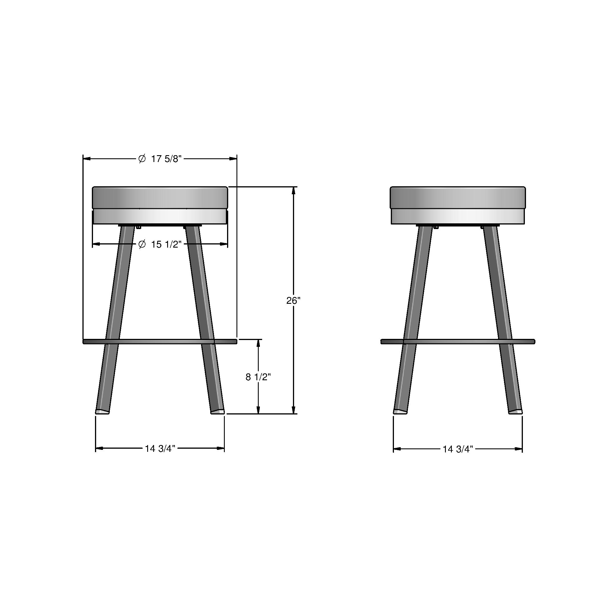 26" Swice Counter Height Barstool with Upholstered Seat - Amisco: Sturdy Steel Frame, Modern Style