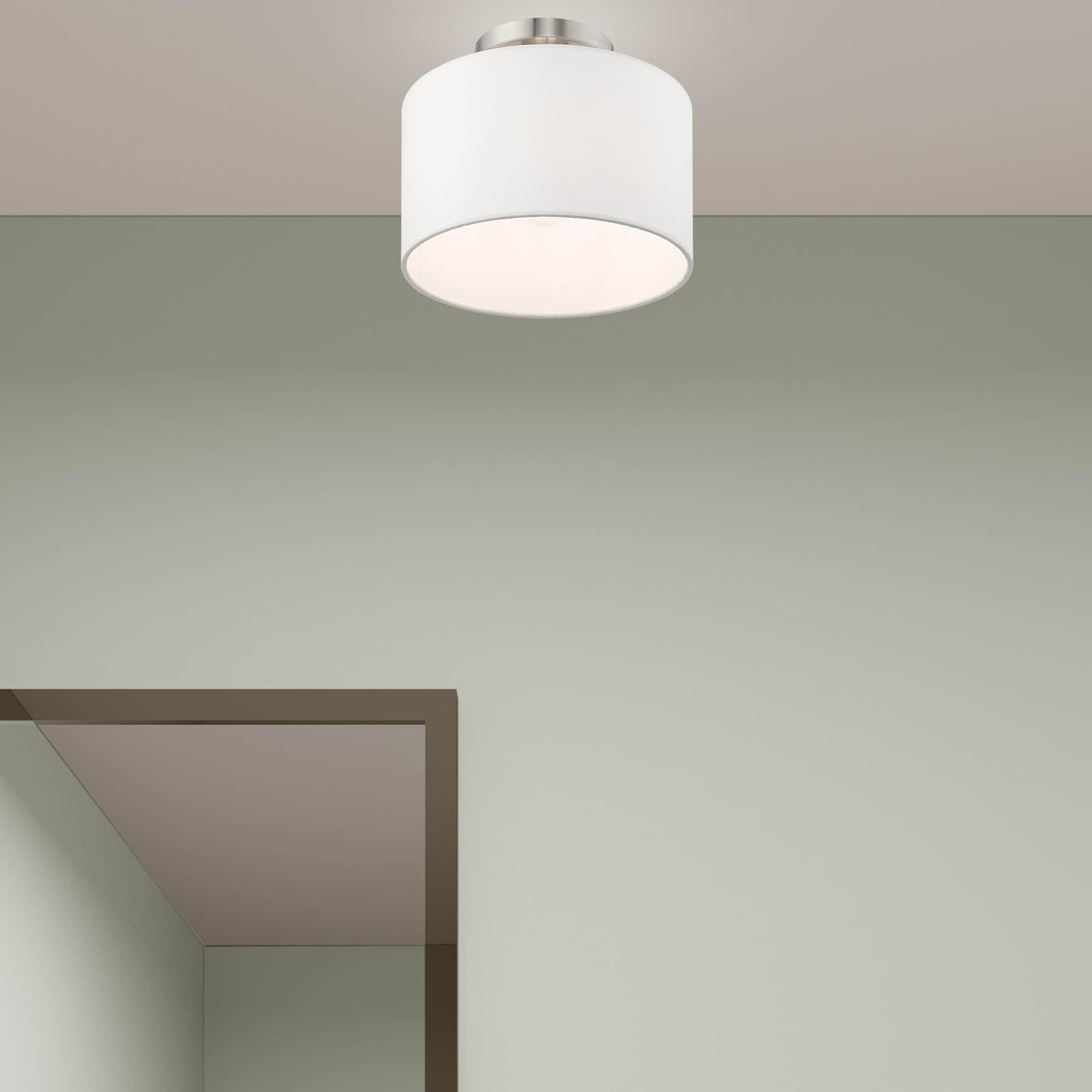 Livex Lighting Clark 1 - Light Semi-Flush Mount in  Brushed Nickel