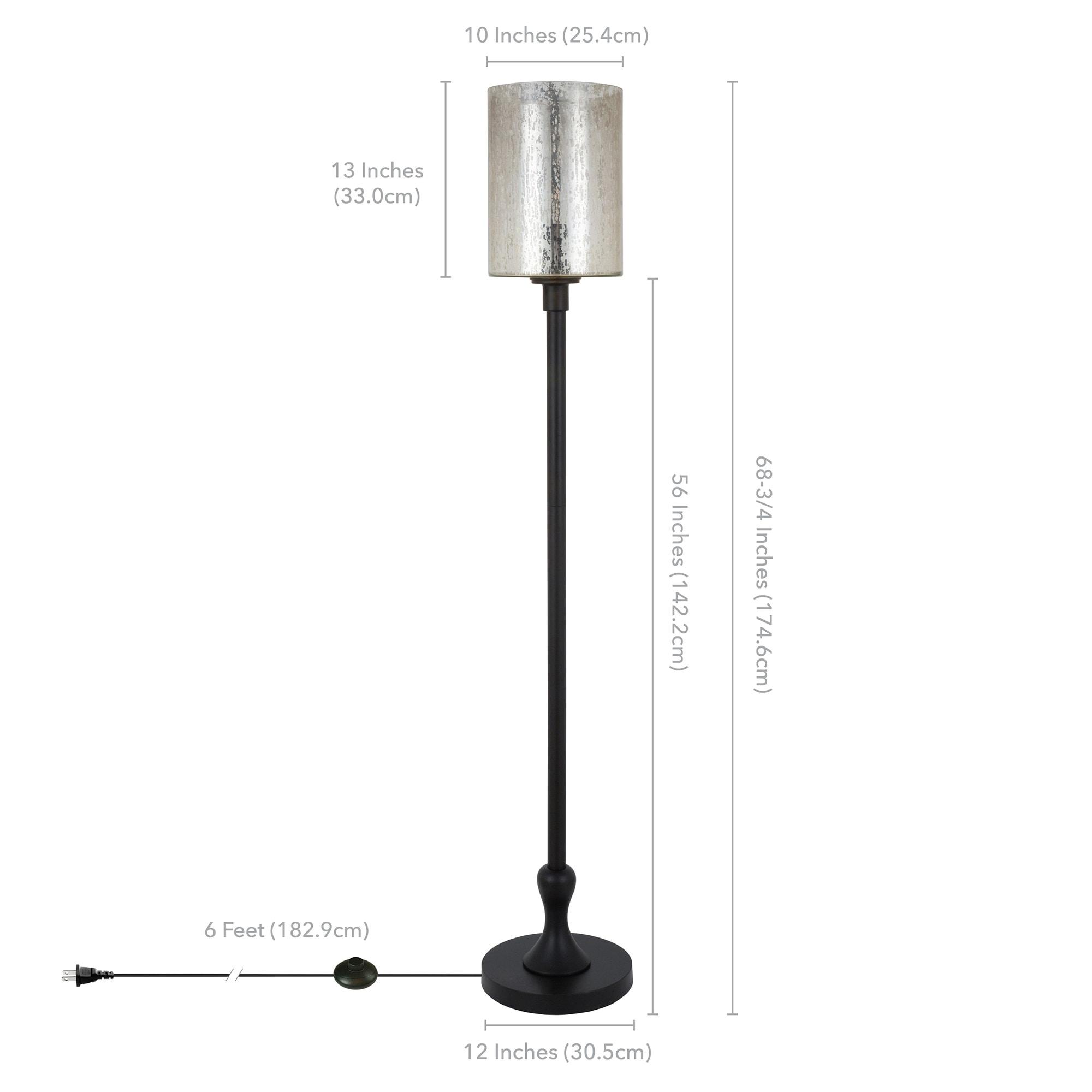 Numit 68" Blackened Bronze Floor Lamp with Mercury Glass Shade