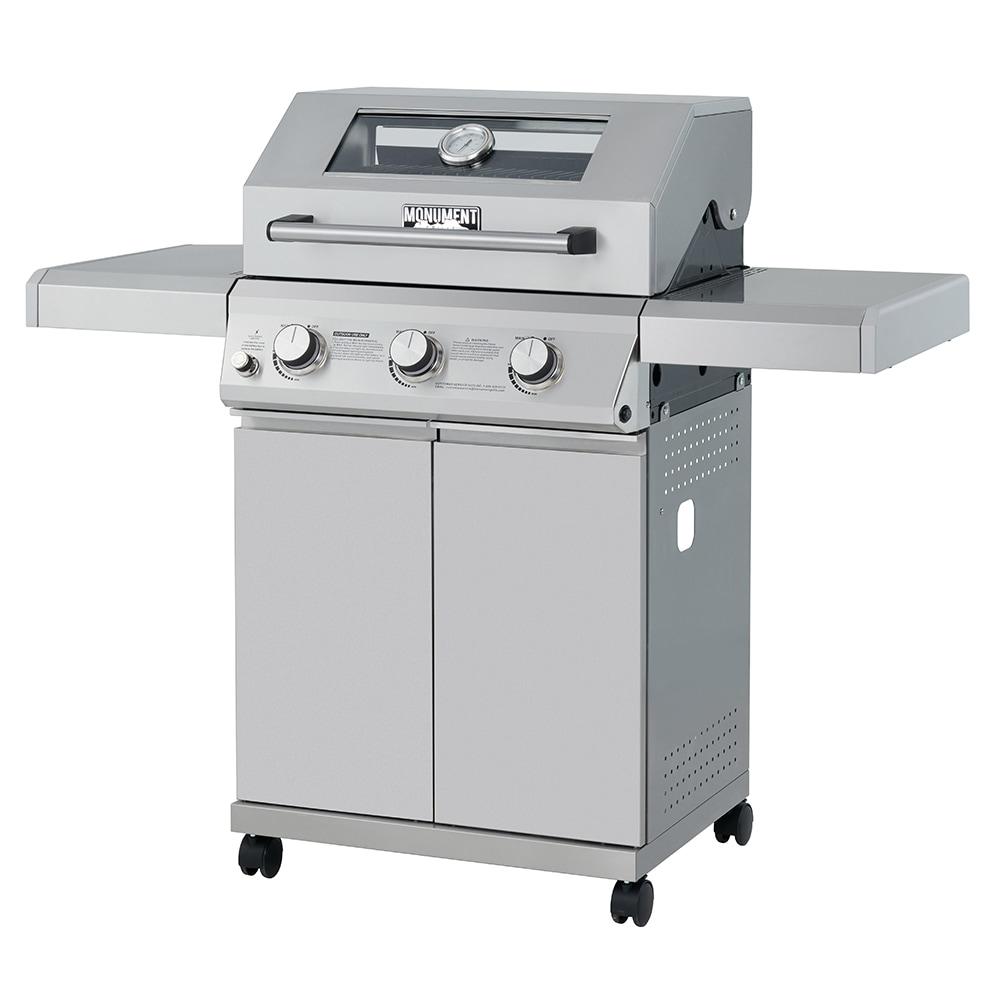 Monument Grills 35000 3-Burner Propane Gas Grill In Stainless With LED Controls