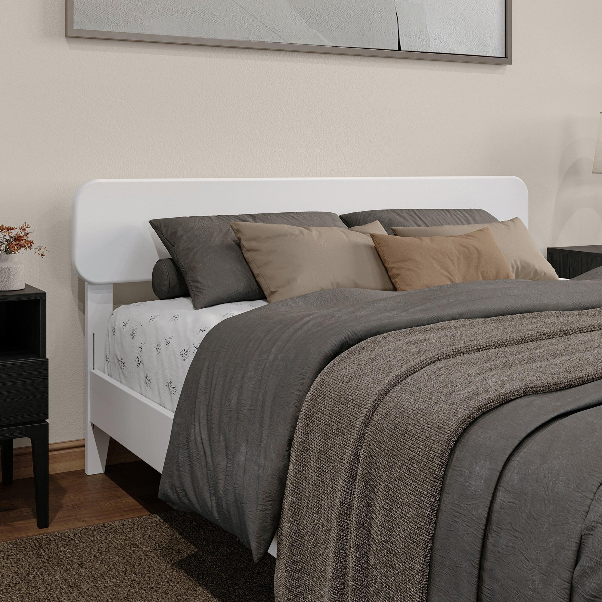 AFI Florence Queen Solid Wood Low Profile Platform Bed, White
