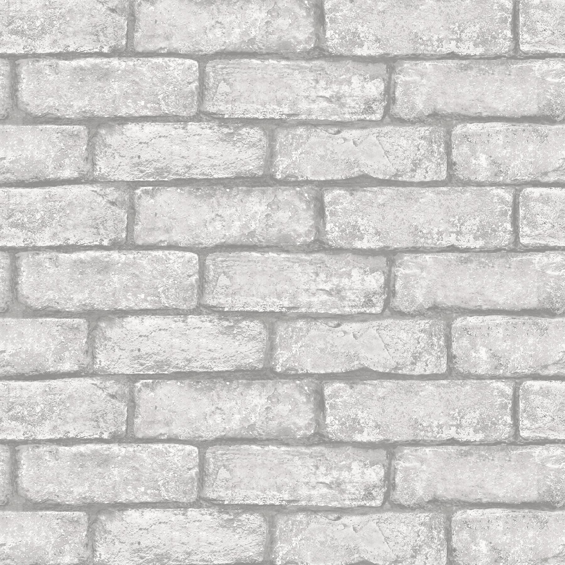 20.5 in. x 16.5 ft. Cambridge Brick Grey Peel & Stick Wallpaper
