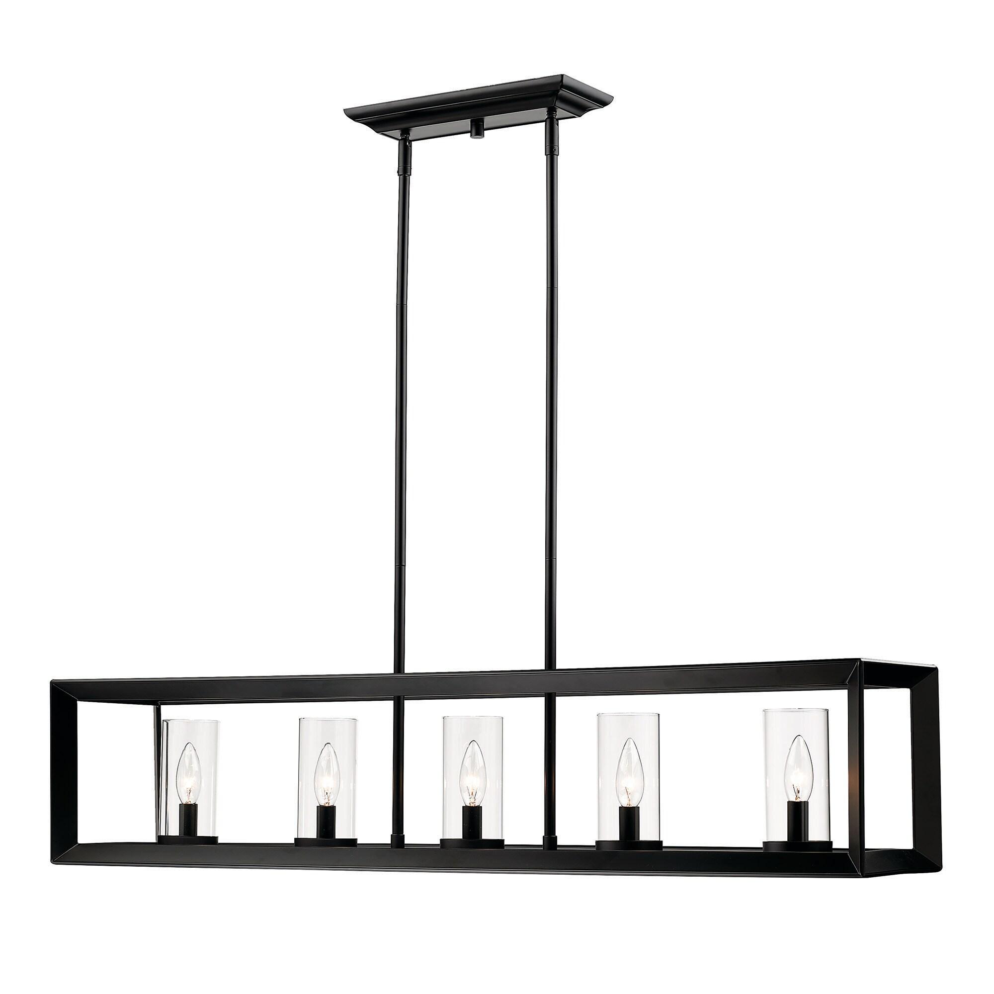 Golden Lighting Smyth 5-Light Linear Pendant in Matte Black with Clear Glass