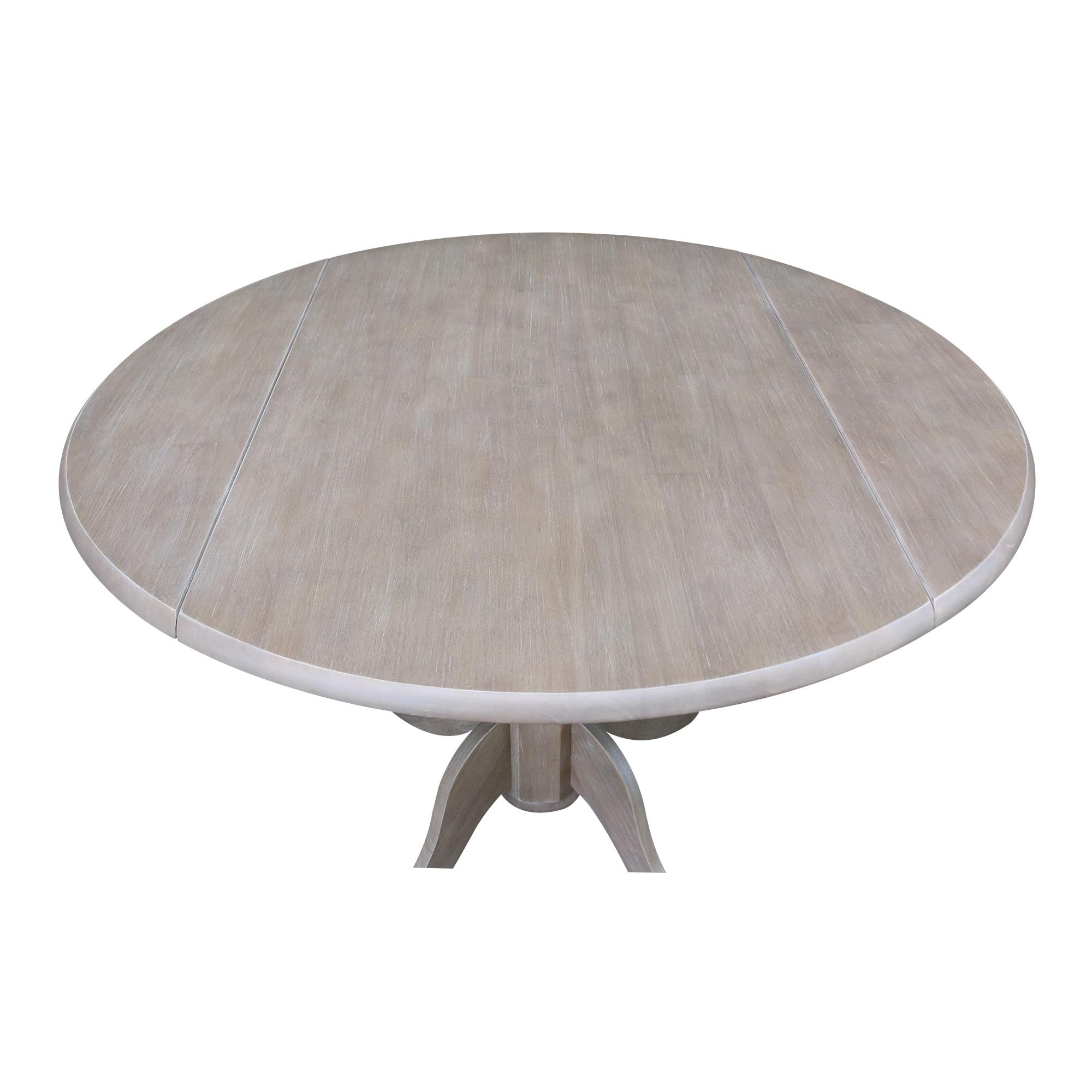42" Mason Round Dual Drop Leaf Extendable Dining Table - International Concepts: Seats 4, Pedestal Base