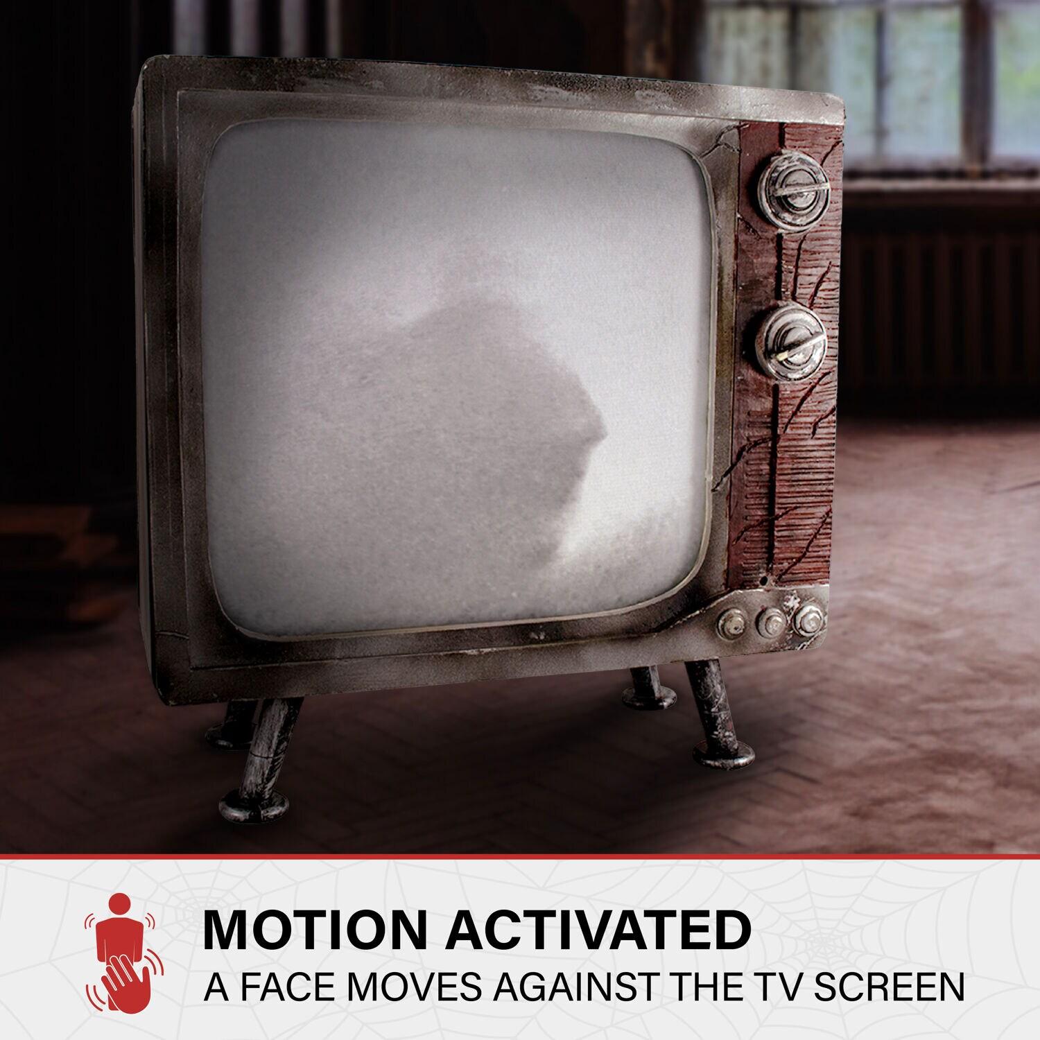 Haunted Hill Farm 11.8" H 4.7 lbs Haunted TV Animatronic White LED lights, Halloween Decor, HHHAUNTTV-1FLSA