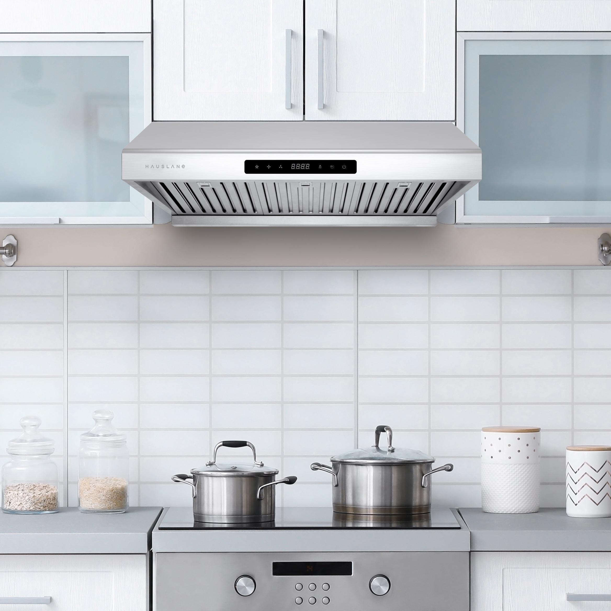 Hauslane 30" Stainless Steel 500 CFM Ducted (Vented) Under Cabinet Range Hood with Baffle Filter