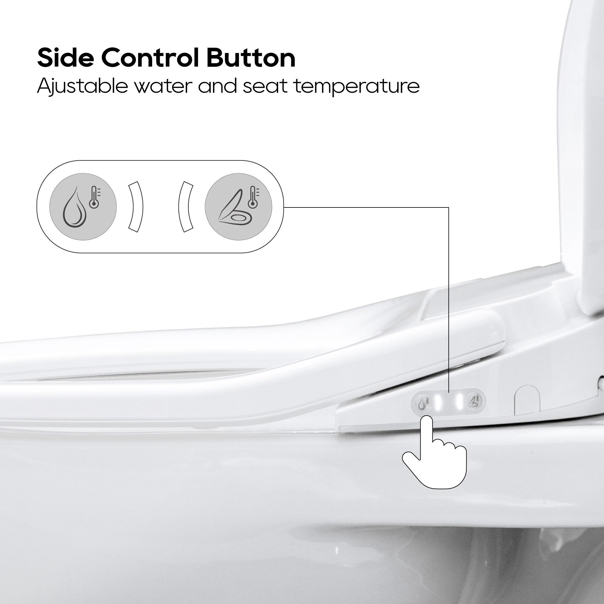 Plastic White Elongated Heated Bidet Toilet Seat