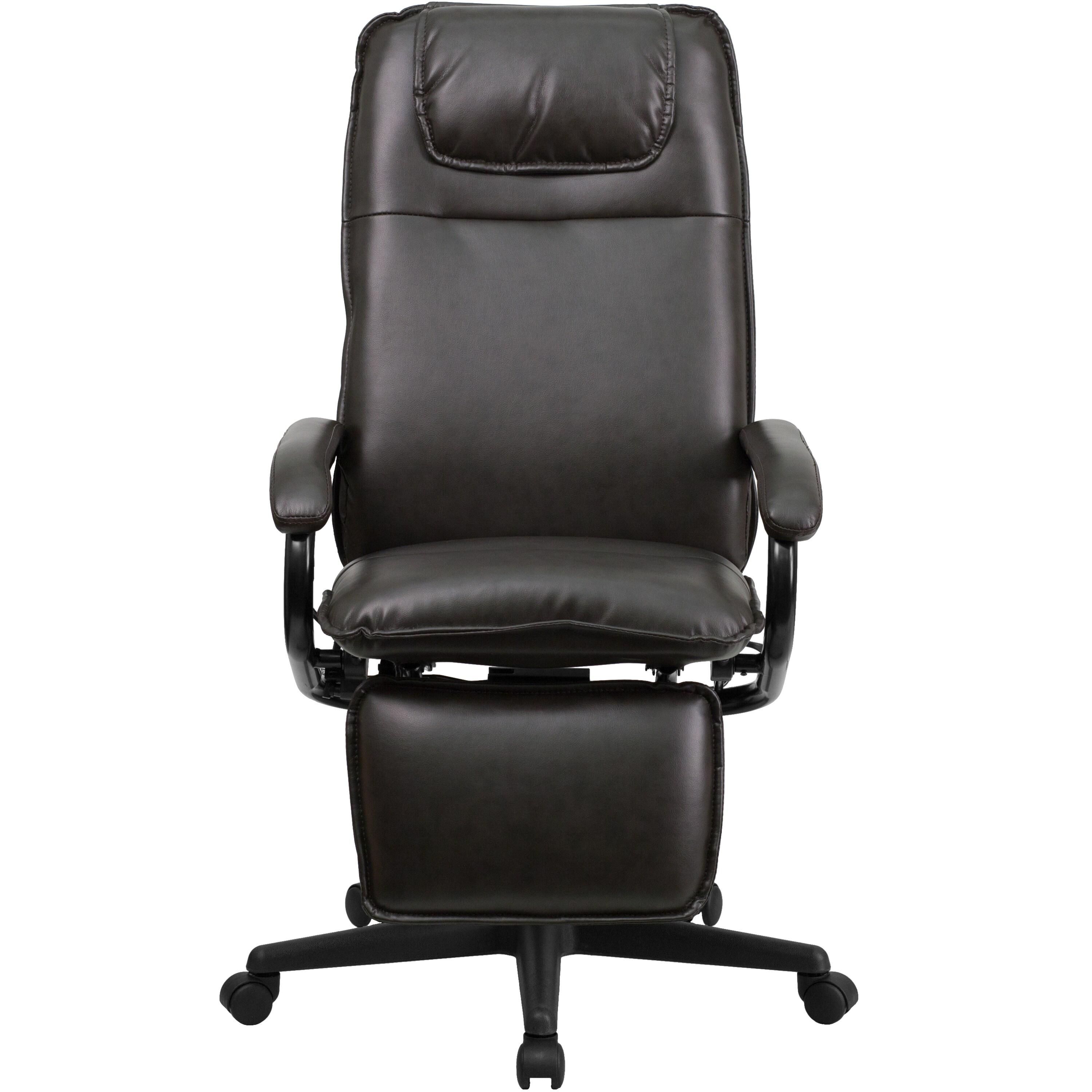 Flash Furniture High Back Brown LeatherSoft Executive Reclining Ergonomic Swivel Office Chair with Arms