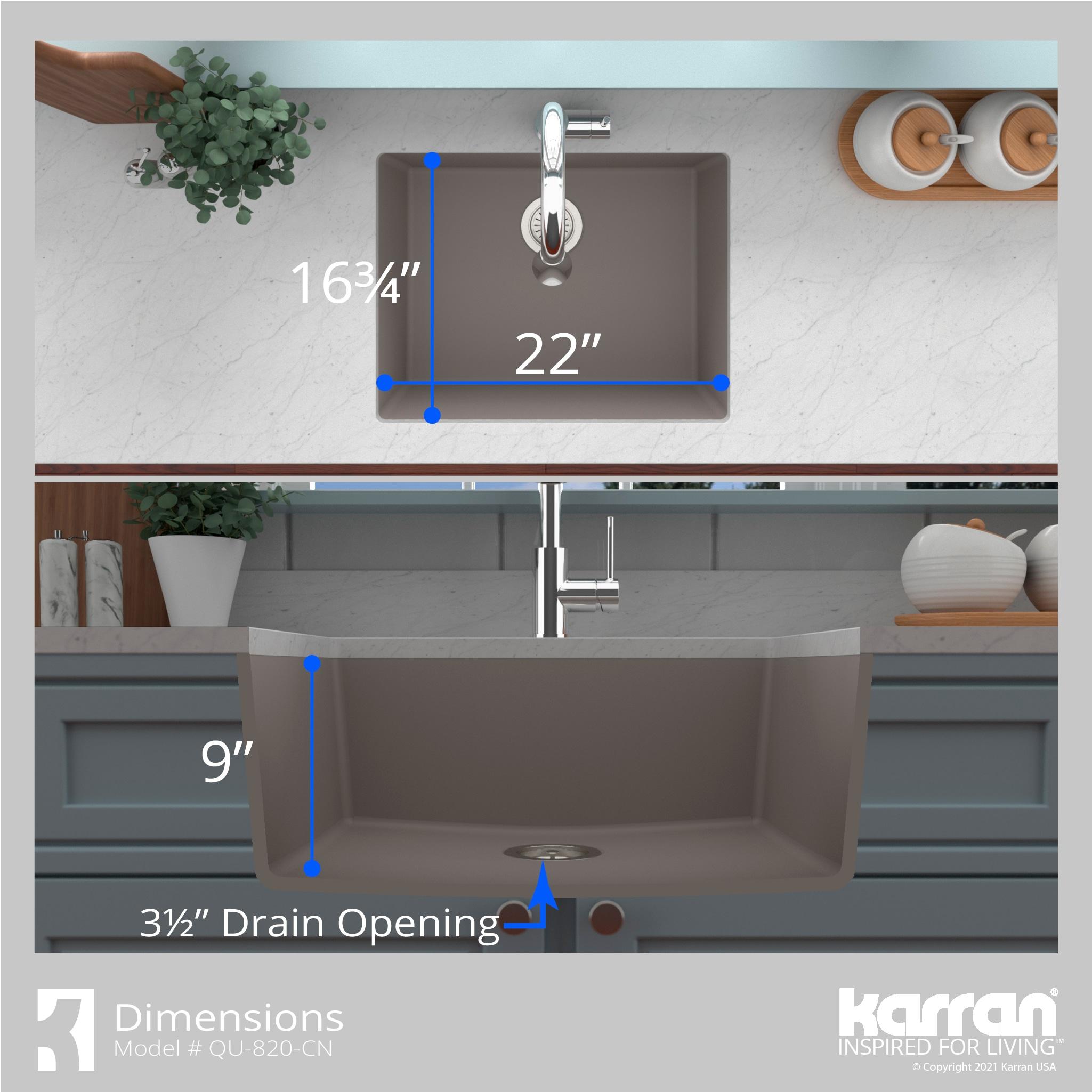Karran Quartz 24-3/8'' X 19-1/8'' Single Bowl Undermount Kitchen Sink