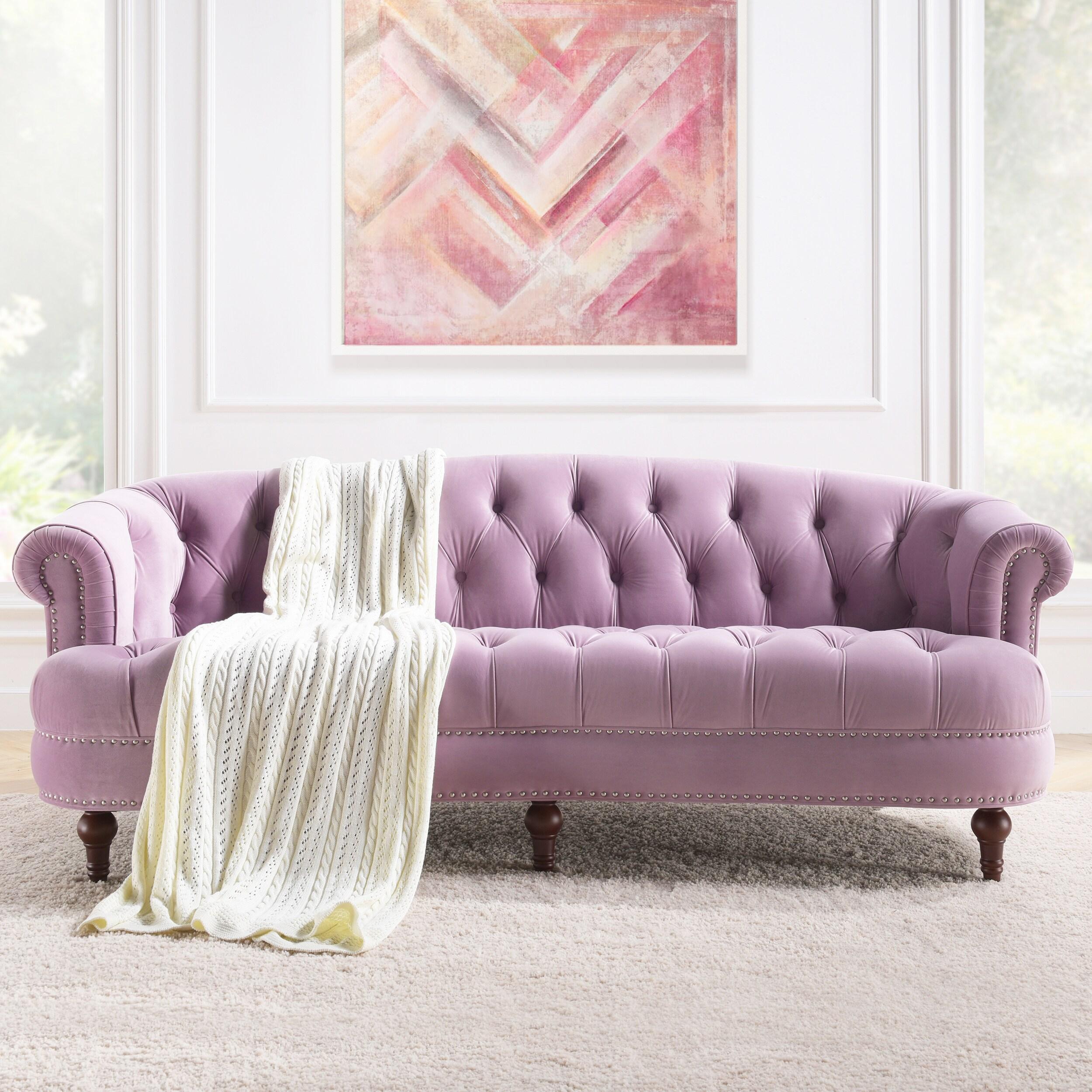 Jennifer Taylor Home La Rosa 84" Chesterfield Living Room Tufted Sofa Couch, Lavender