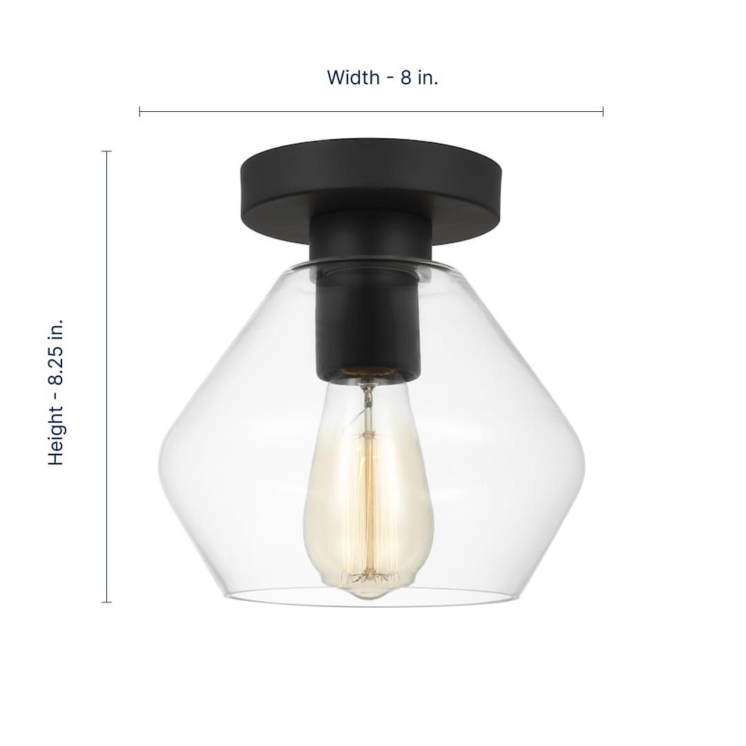 Rooks Single Light Glass Semi Flush Mount