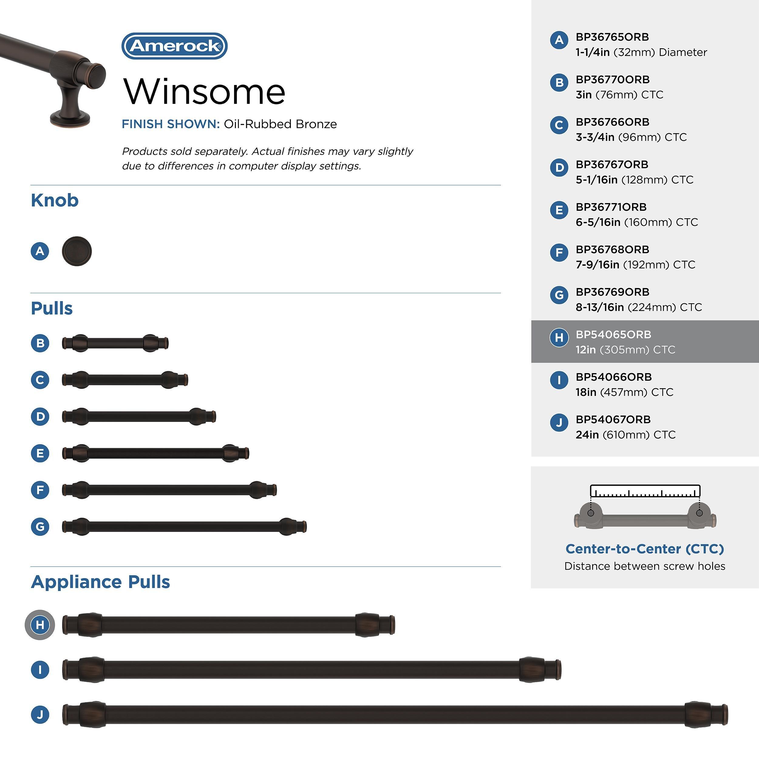 Amerock Winsome 12 inch (305mm) Center-to-Center Oil-Rubbed Bronze Appliance Pull