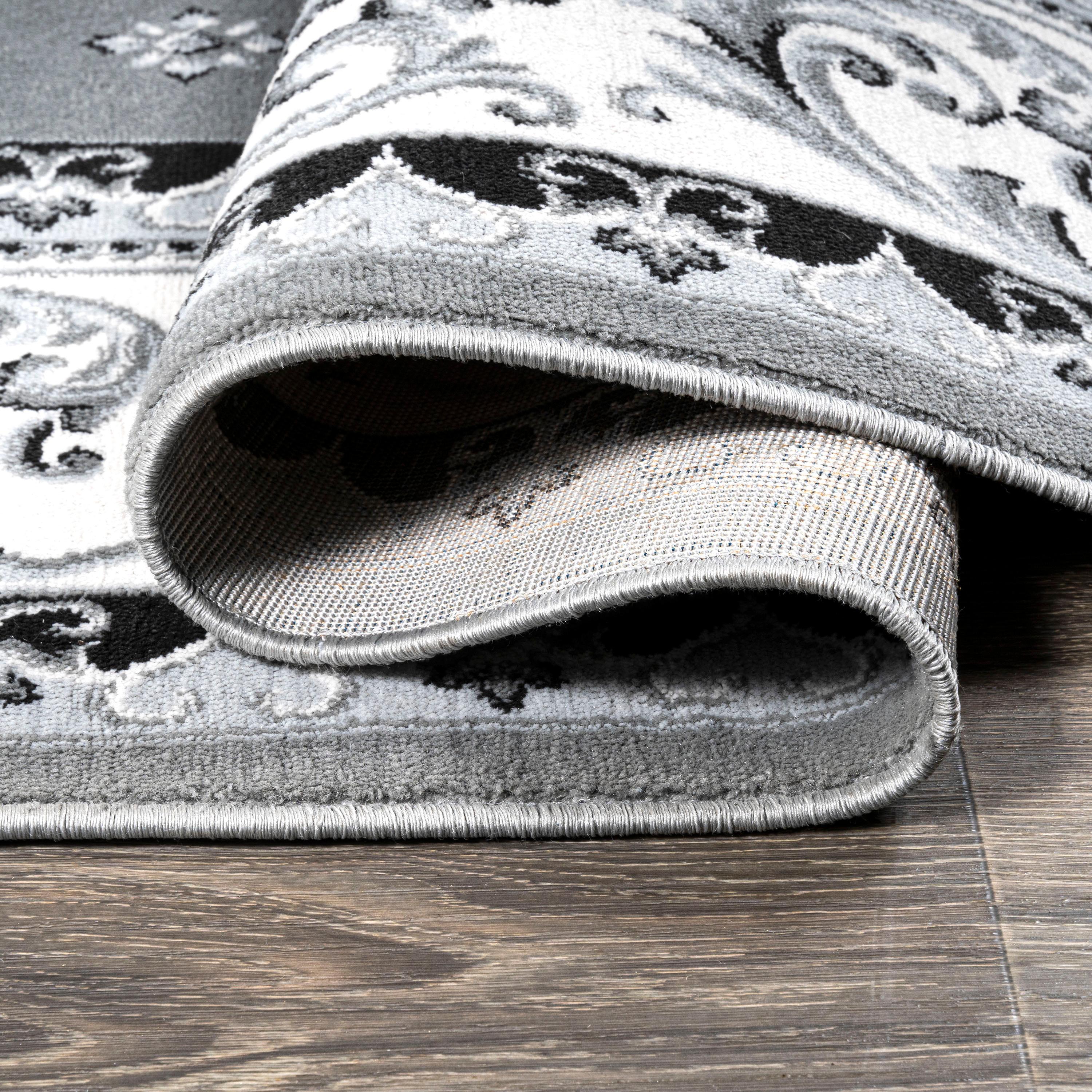 3'x 5' Acanthus French Border Area Rug, Gray/Cream - JONATHAN Y