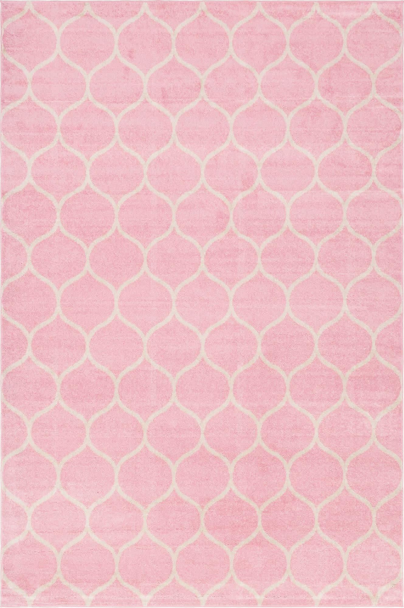 Unique Loom 4' 0 x 6' 0 Trellis Frieze Rounded Light Pink Area Rug