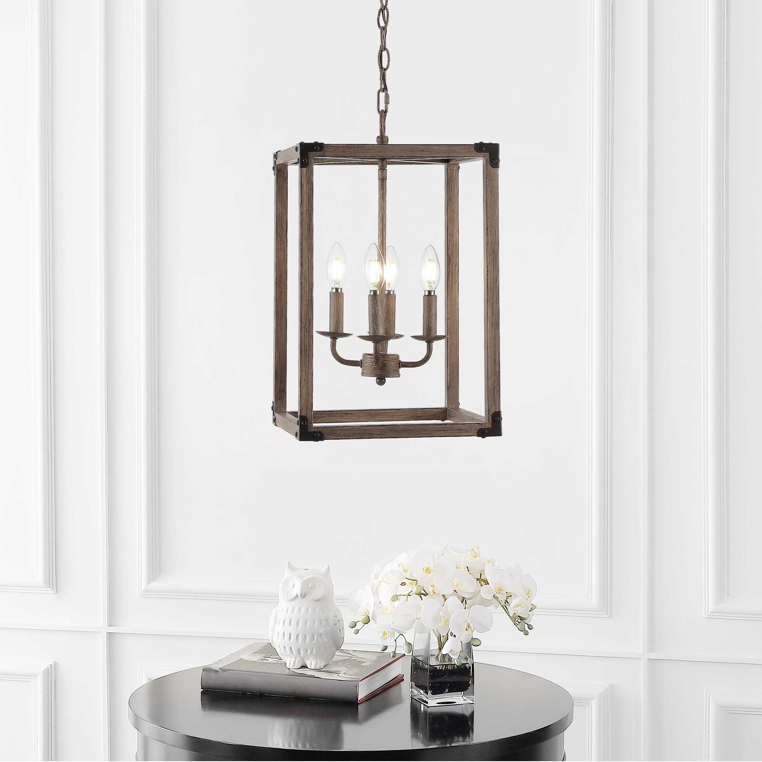 Magnolia 12.13" 4-Light Adjustable Iron Rustic Farmhouse LED Pendant, Brown