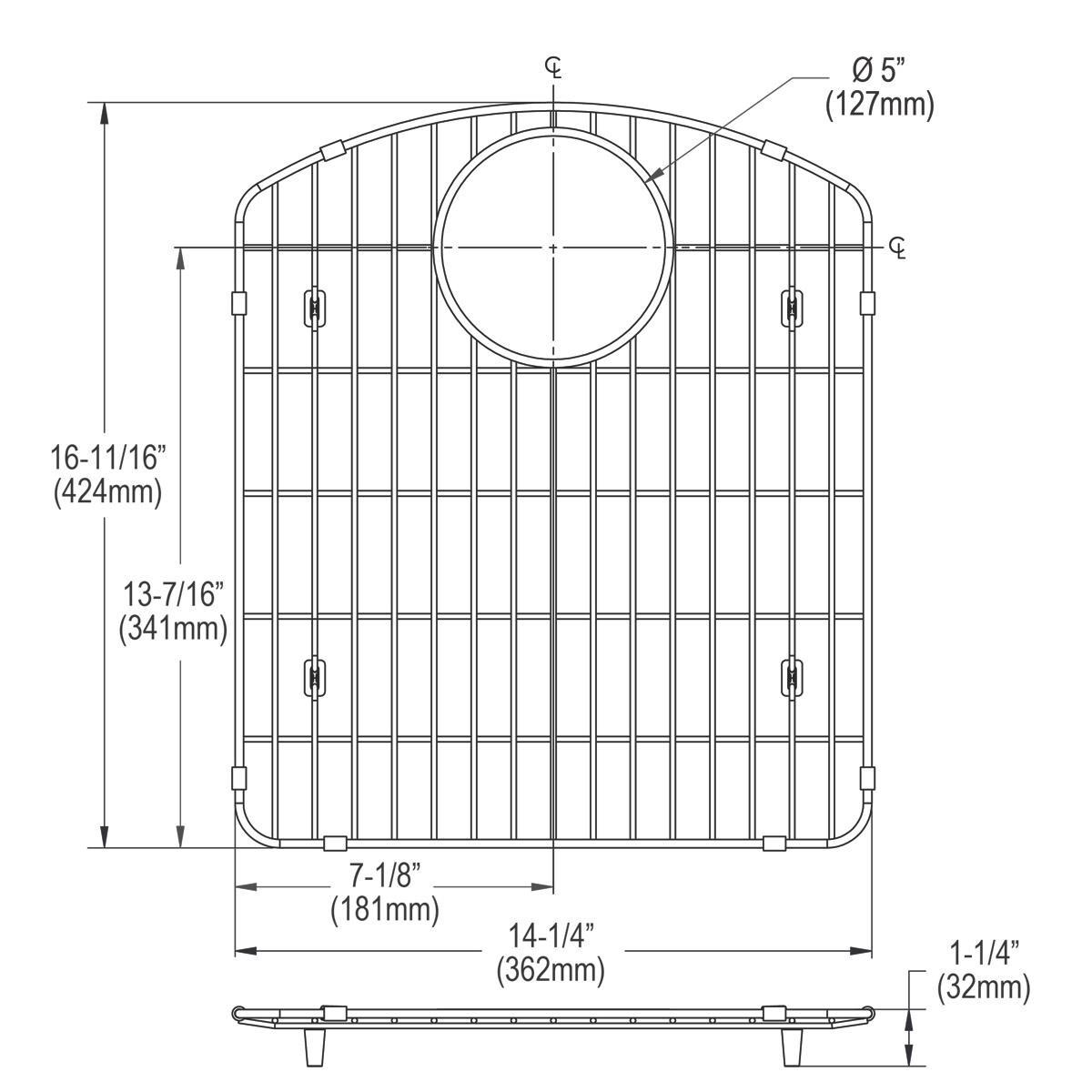 Elkay Stainless Steel 15-1/16" x 17-3/16" x 1" Bottom Grid