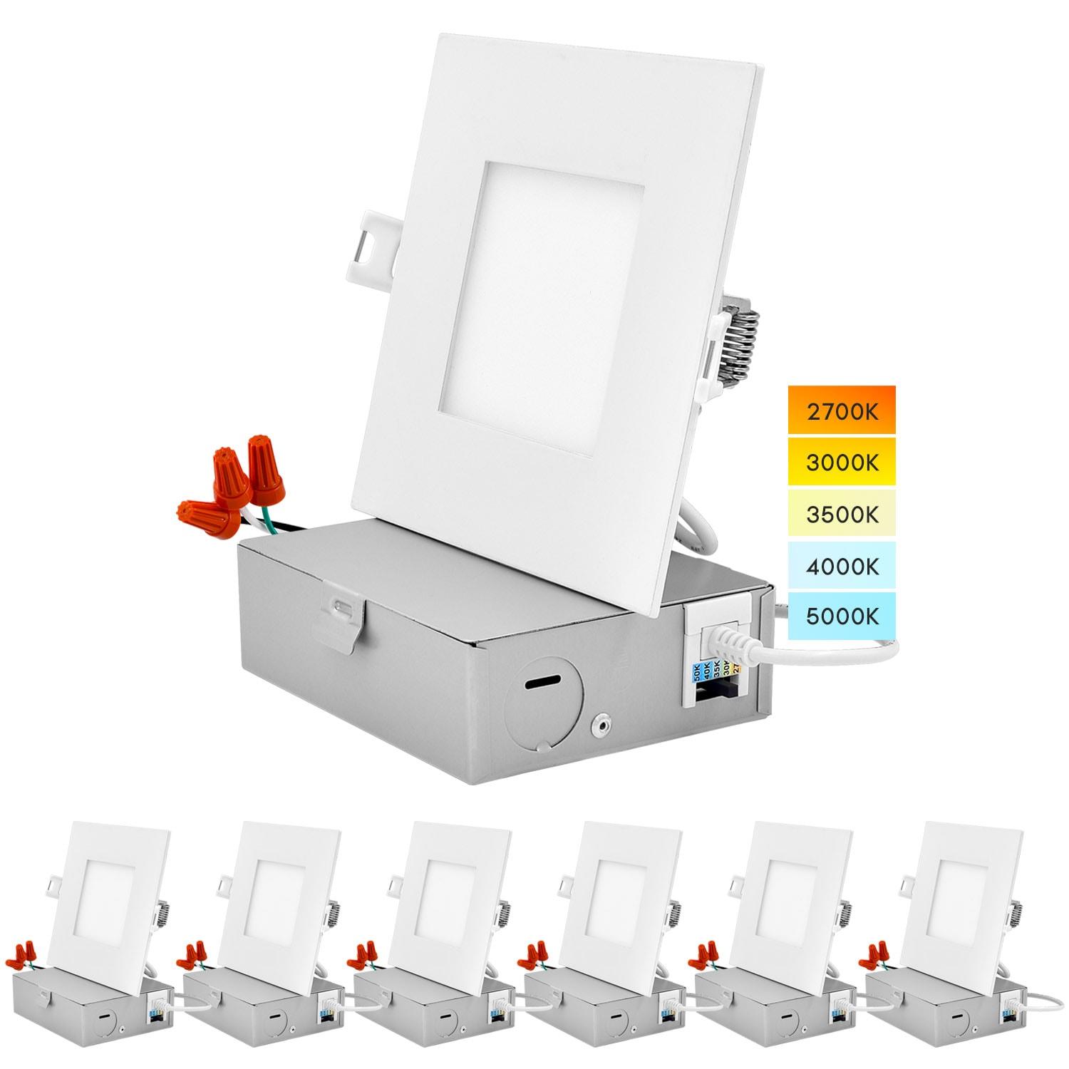 4'' Selectable Color Temperature Dimmable Air-Tight IC Rated LED Canless Recessed Lighting Kit