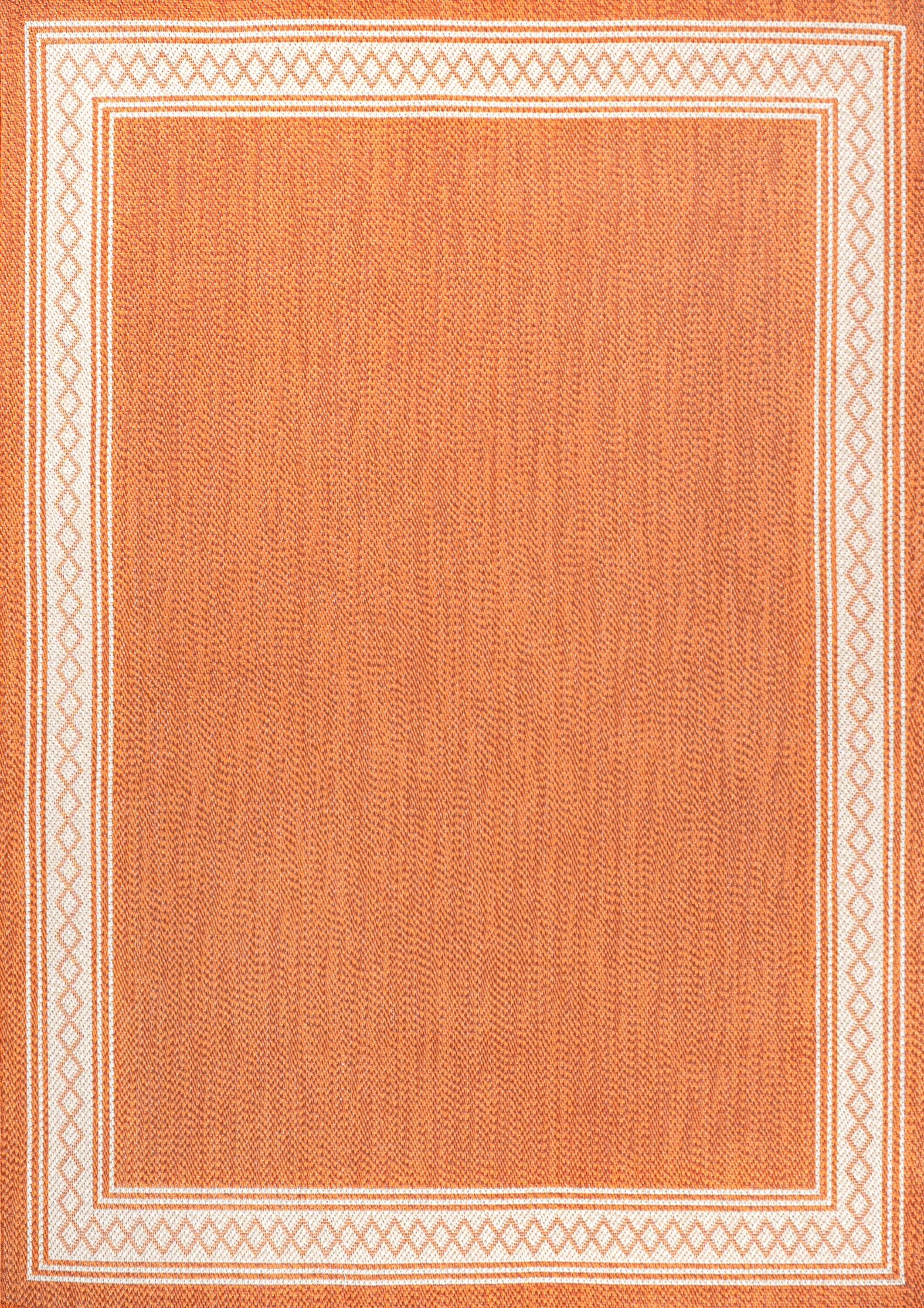 5' x 8' Lucia Classic Diamond Border Indoor/Outdoor Area Rug, Orange/Cream - JONATHAN Y