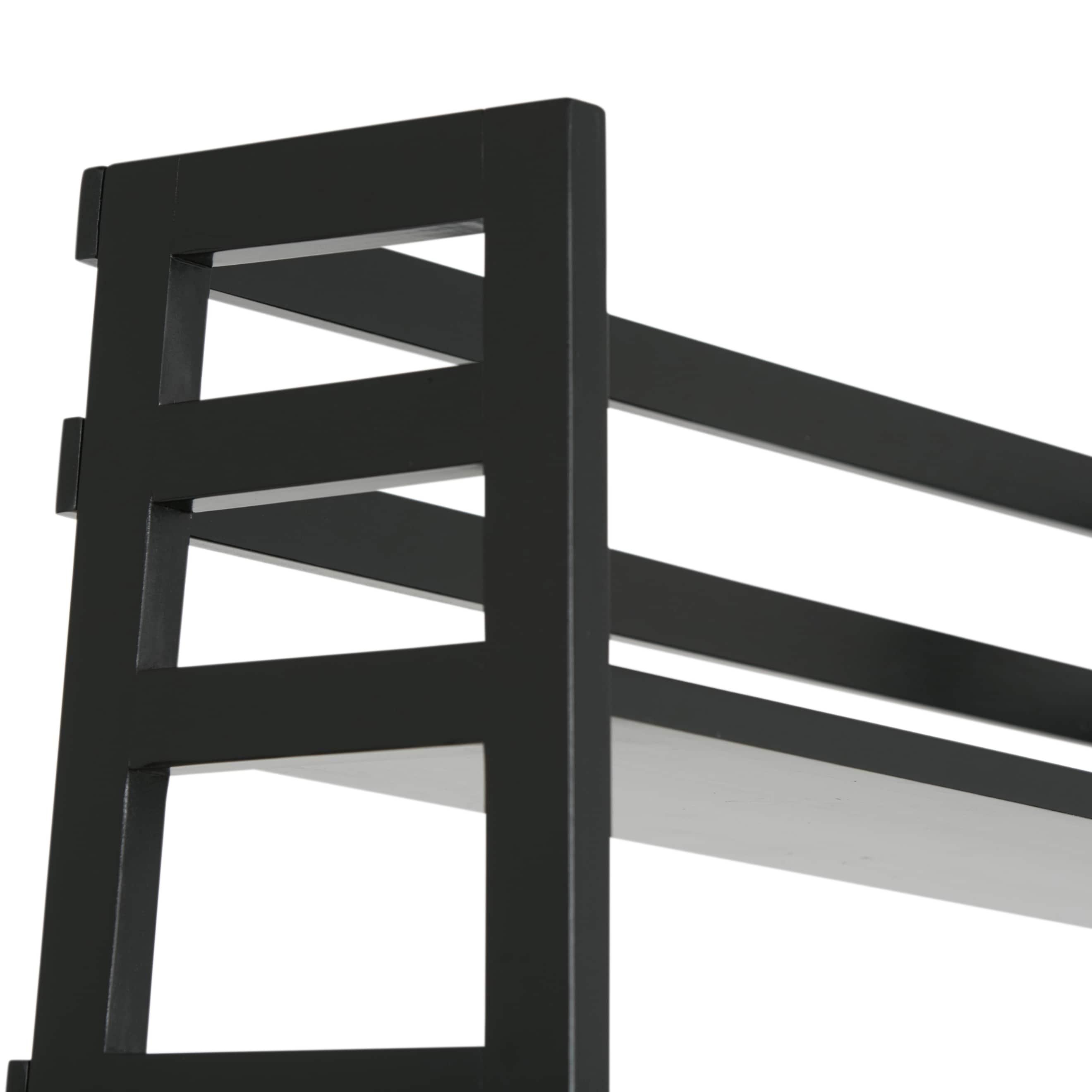 Acadian Solid Wood 30" Transitional Black Ladder Shelf