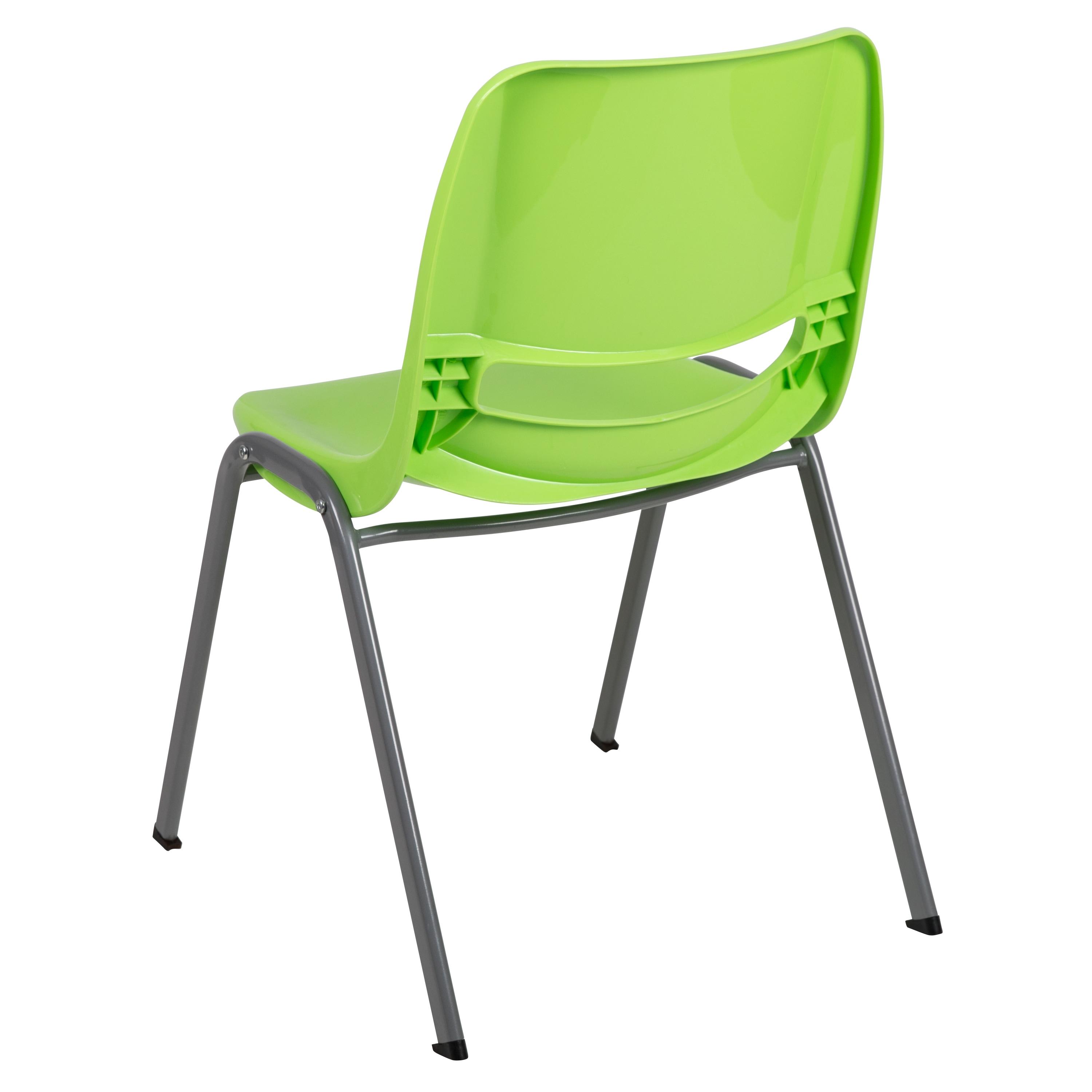 Flash Furniture HERCULES Series 5 Pack 880 lb. Capacity Green Ergonomic Shell Stack Chair with Gray Frame