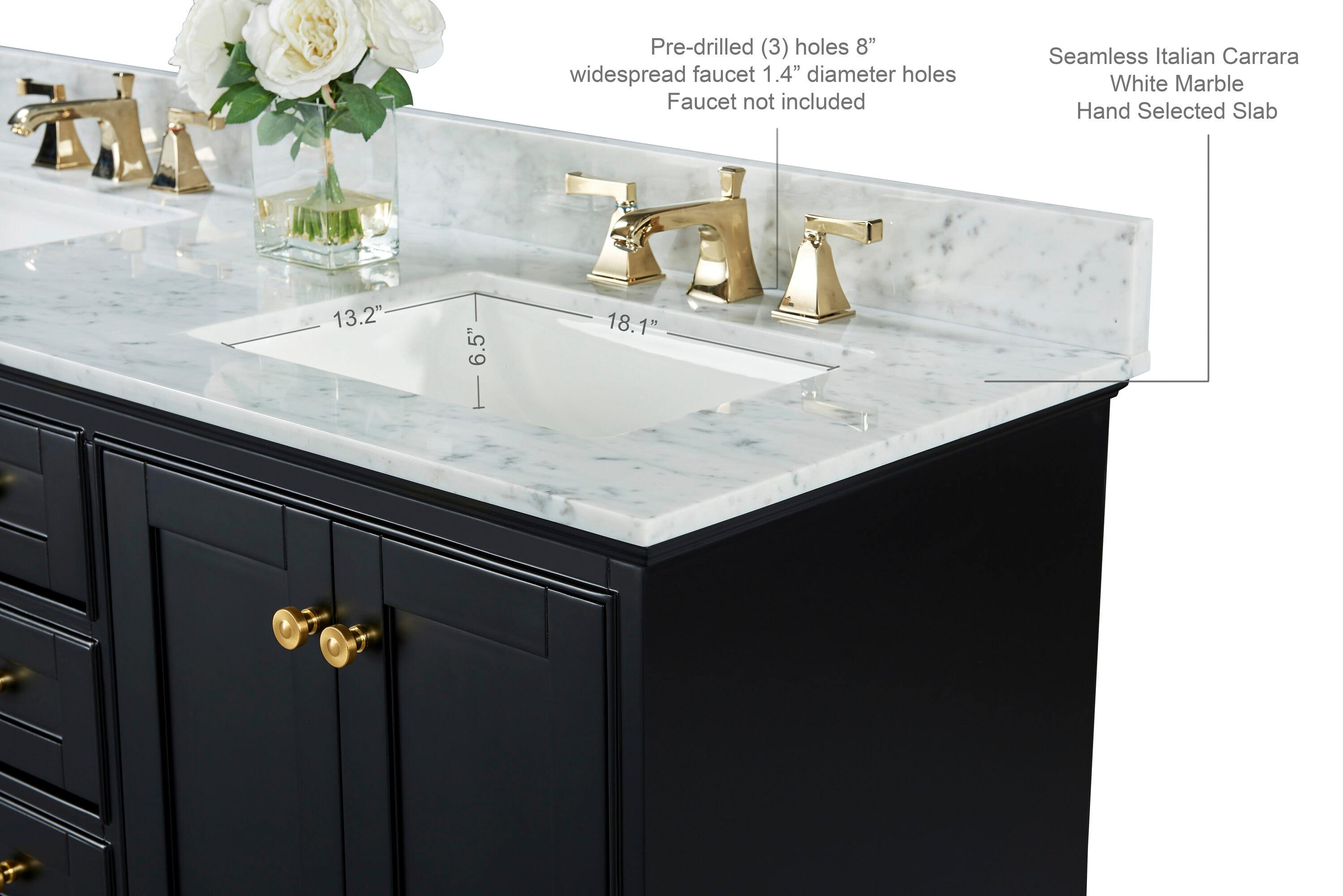 Varna 60'' Double Bathroom Vanity with Marble Top