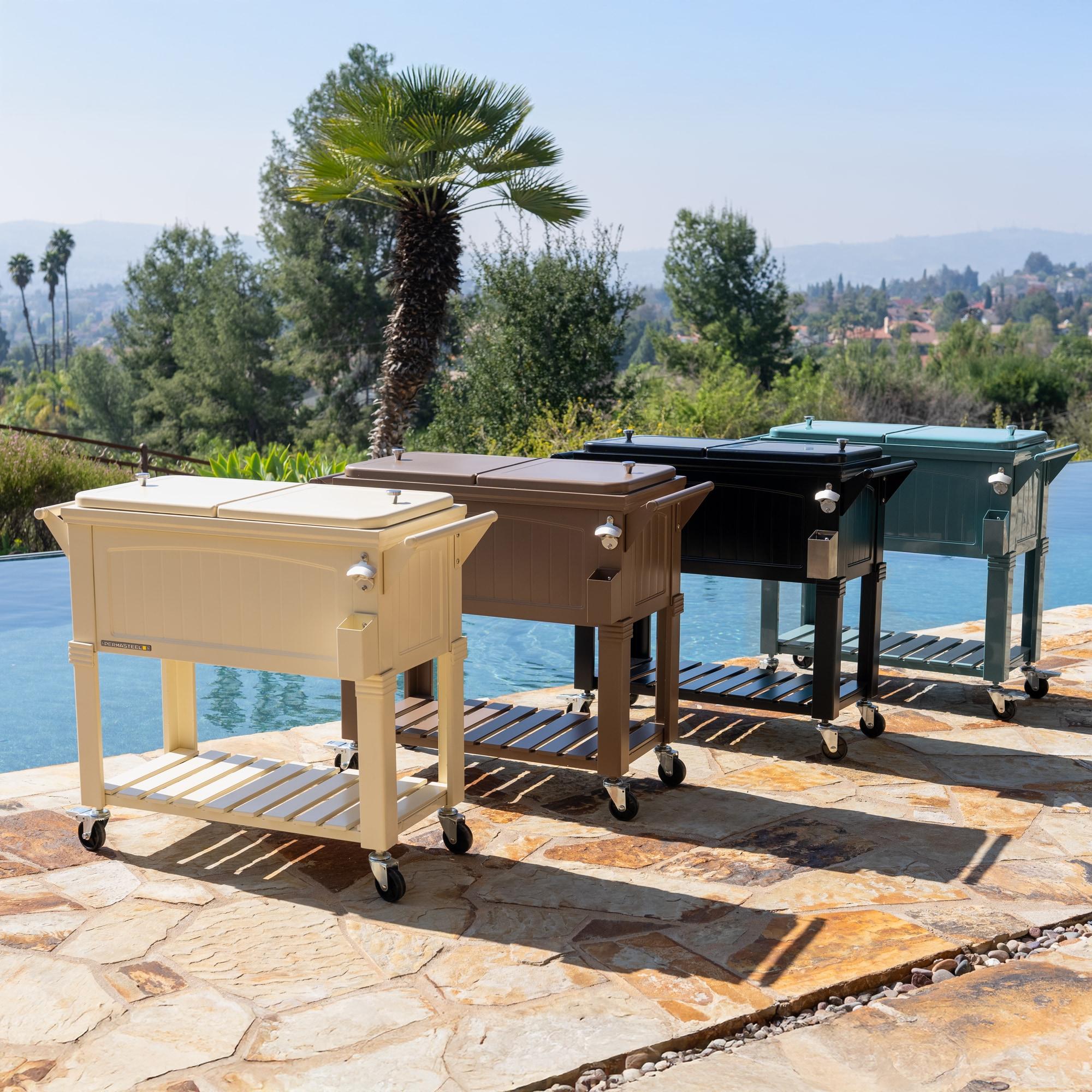 Permasteel 80 Qt. Furniture Style Rolling Patio Cooler