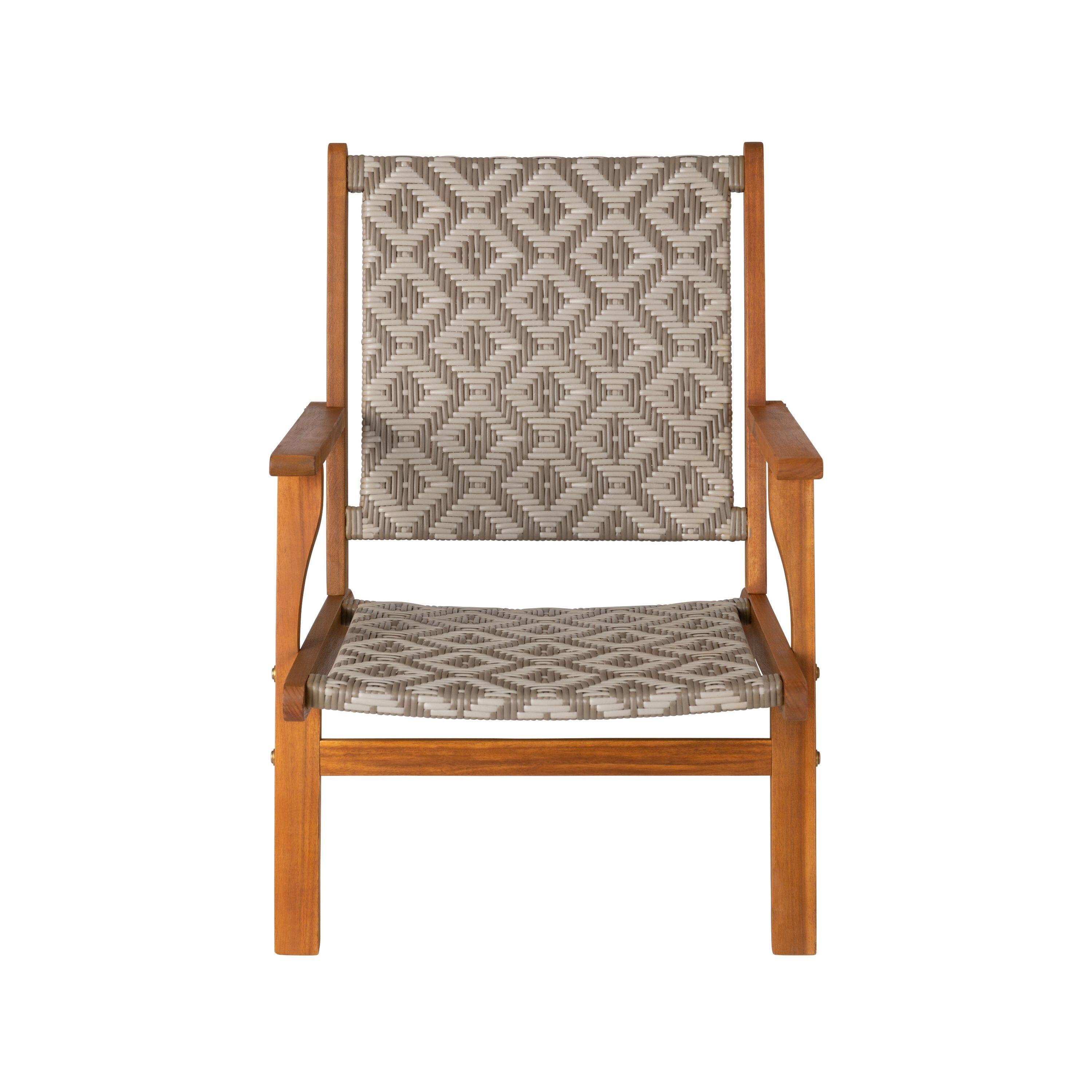 Balkene Home Patio Sense Vega Natural Stain Chair ,Acacia Wood Construction ,Woven Web Seat- Navy Blue Cording