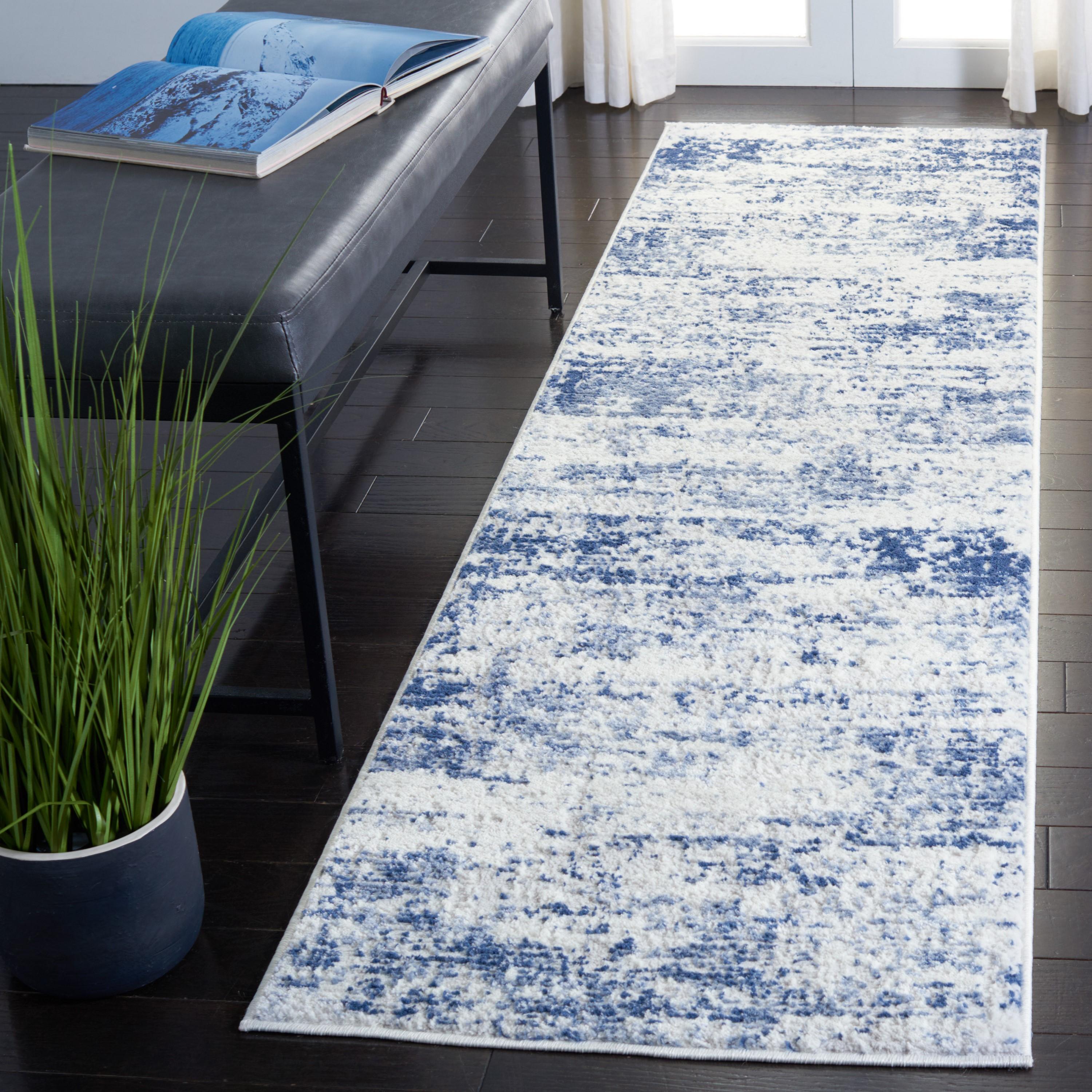 Amelia ALA700 Power Loomed Runner Rug - Ivory/Navy - 2'2"x6' - Safavieh.