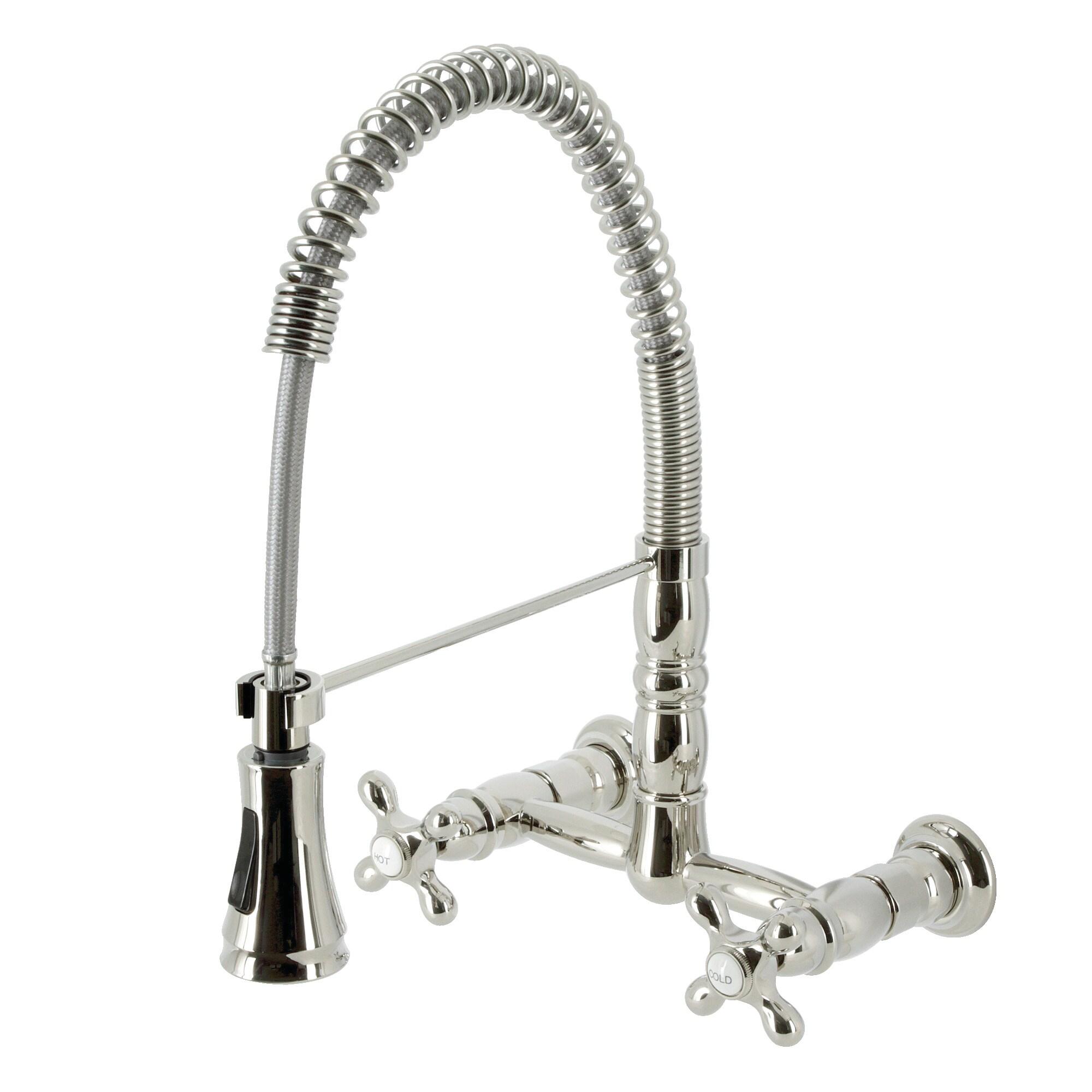 Kingston Brass Heritage Double-Handle 2-Hole Wall-Mount Pre-Rinse Bridge Kitchen Faucet & Reviews | Wayfair