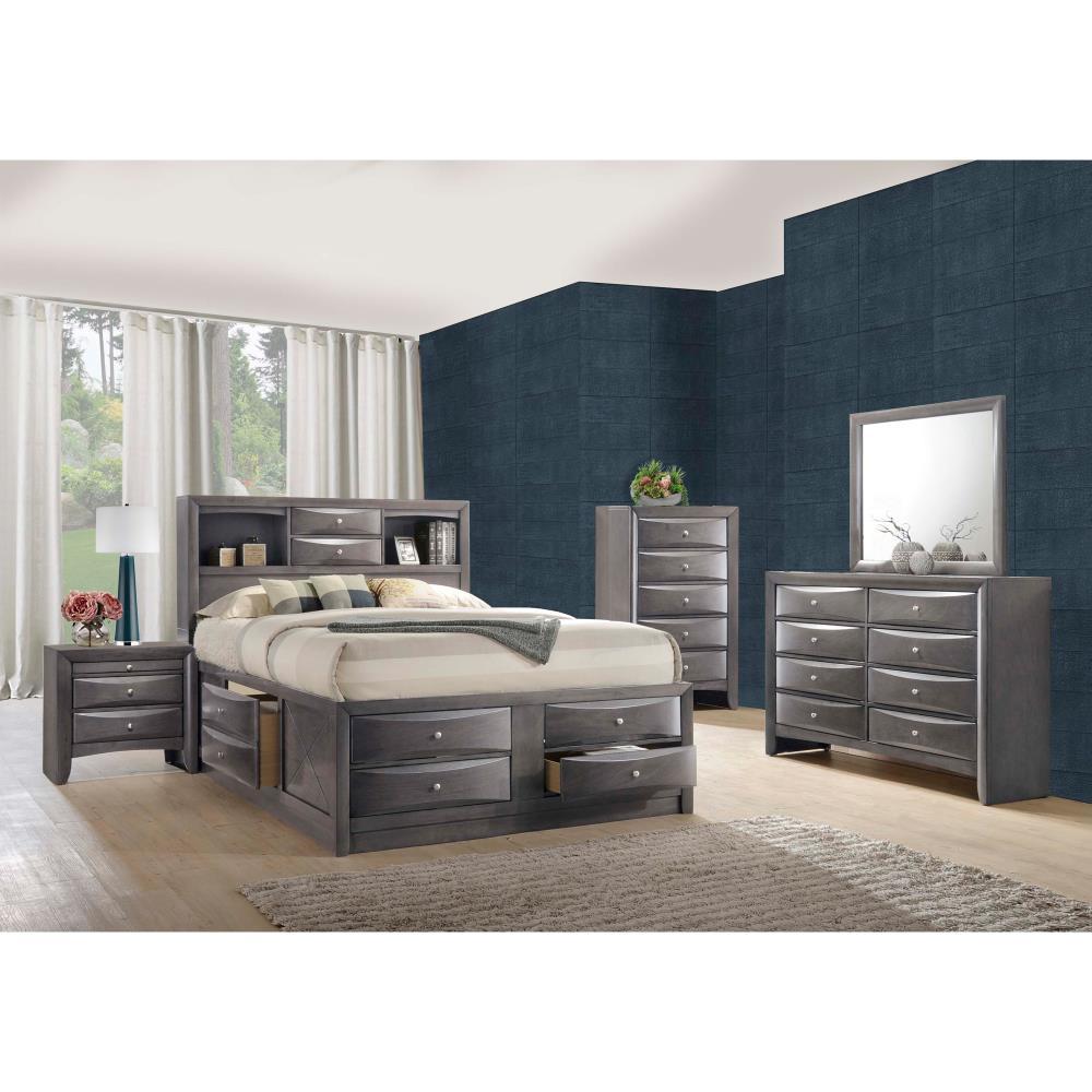 Madison Nightstand Gray - Picket House Furnishings: 2-Drawer with Pull-Out Tray, Metal Knobs, 26"H