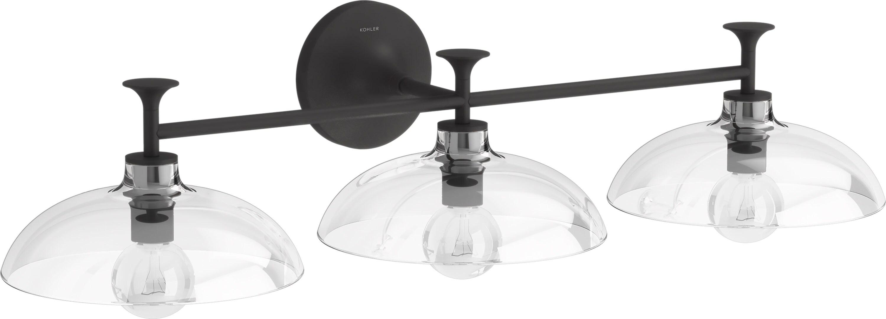 Tone 3 Light Indoor Bathroom Vanity Light Fixture, UL Listed