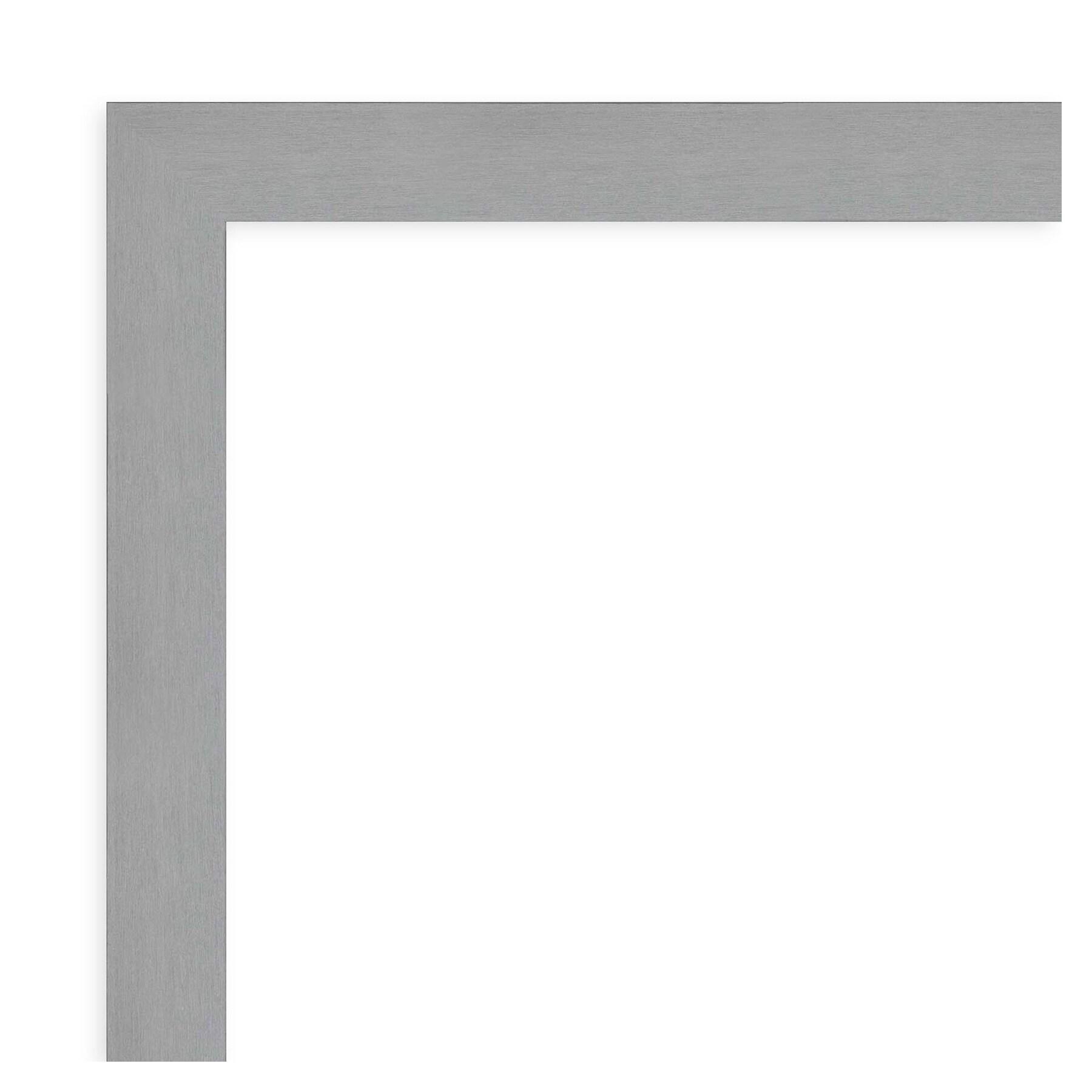 20" x 24" Brushed Nickel Framed Bathroom Vanity Wall Mirror - Amanti Art: Modern Rectangle, No Assembly Required