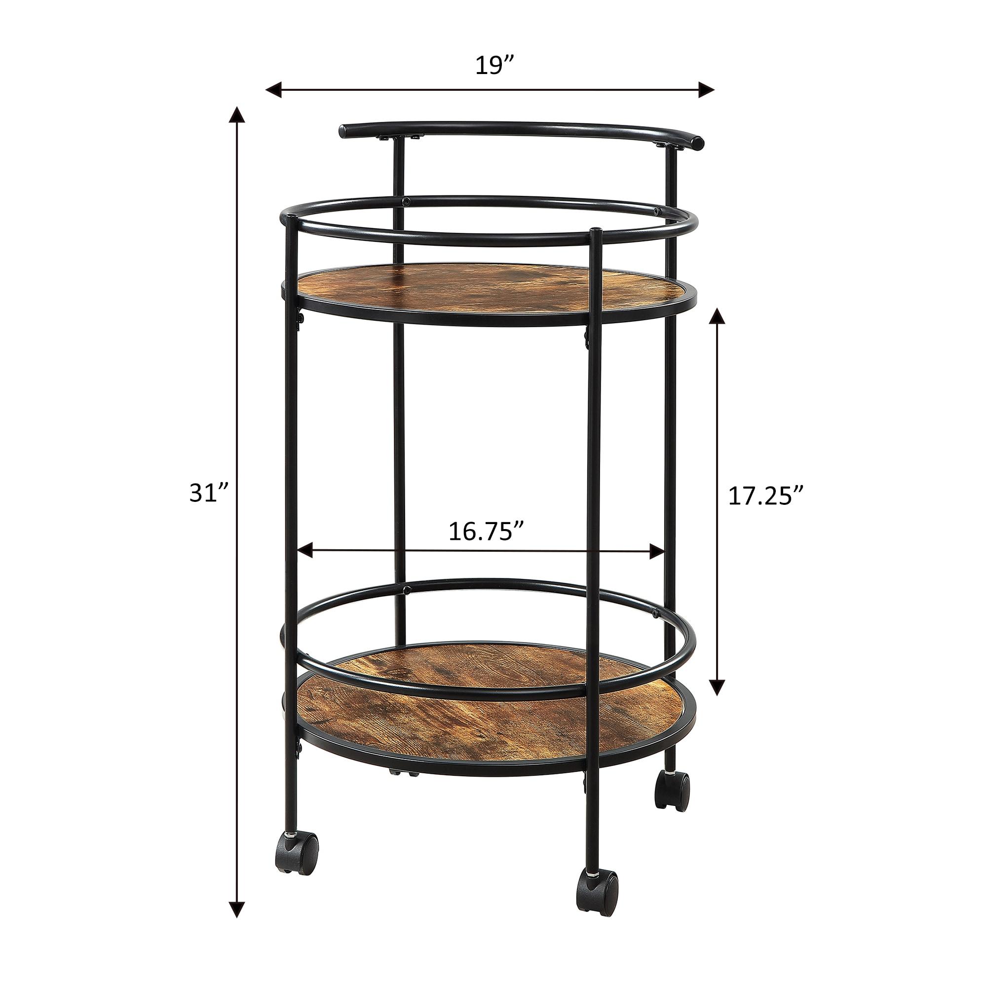 Designs2Go Charlie Serving Bar Cart in Walnut Wood Finish and Black Metal Frame