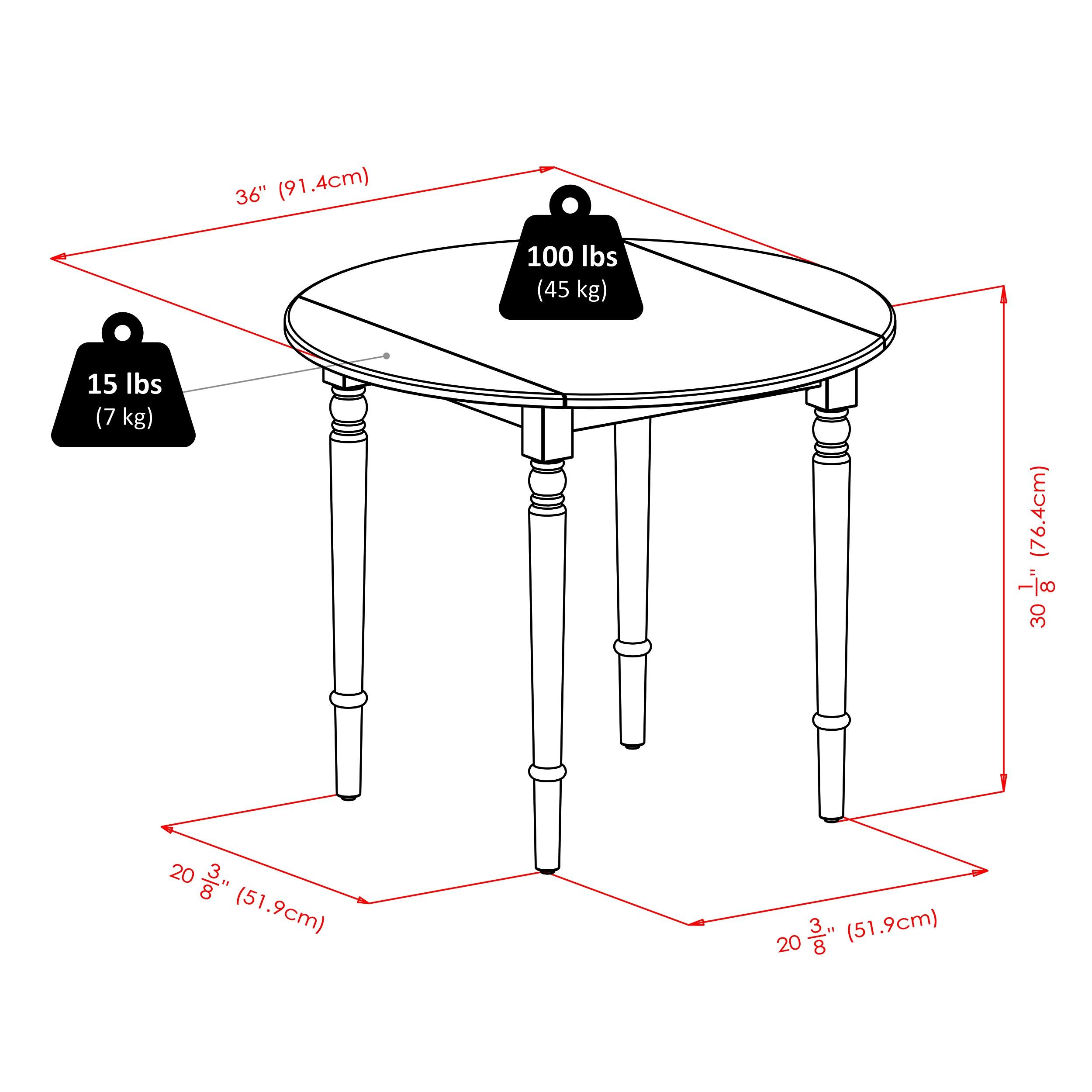 Sorella Round Drop Leaf Dining Table Natural/White - Winsome: Modern 4-Point Leg Kitchen Table, Seats 4