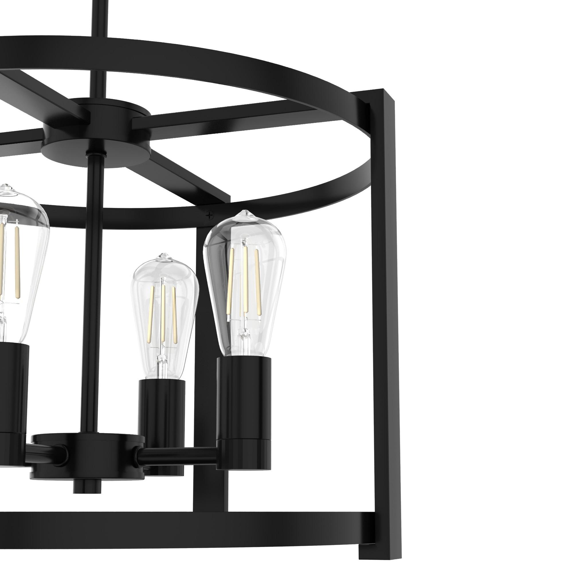 18" 4-Light Astwood Chandelier Black - Hunter Fan: Modern Metal Ceiling Fixture, UL Listed, Dimmable