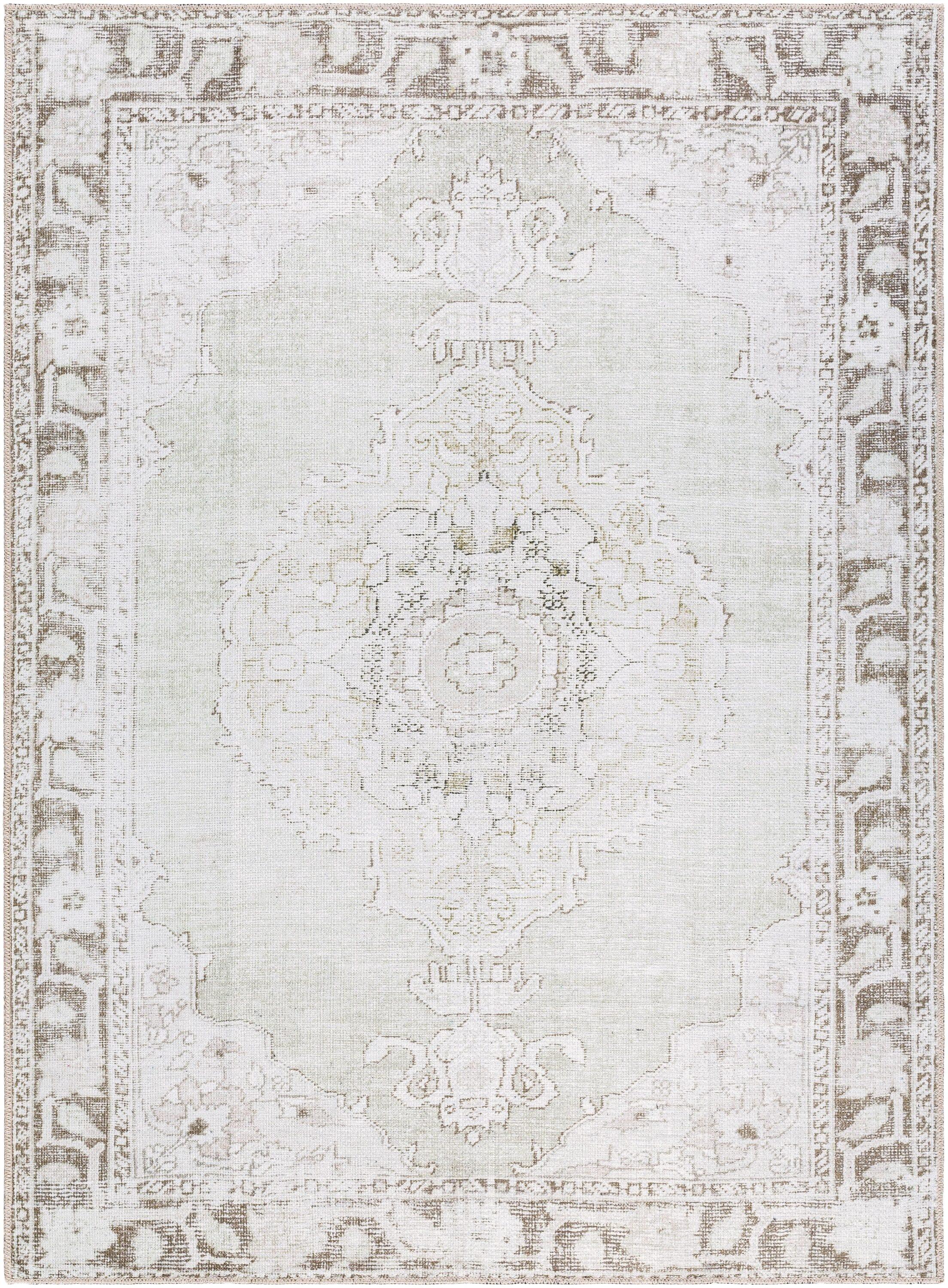 Our PNW Home x Livabliss Our PNW Home x Livabliss Machine Washable Oriental Boho Cream Light Brown Area Rug