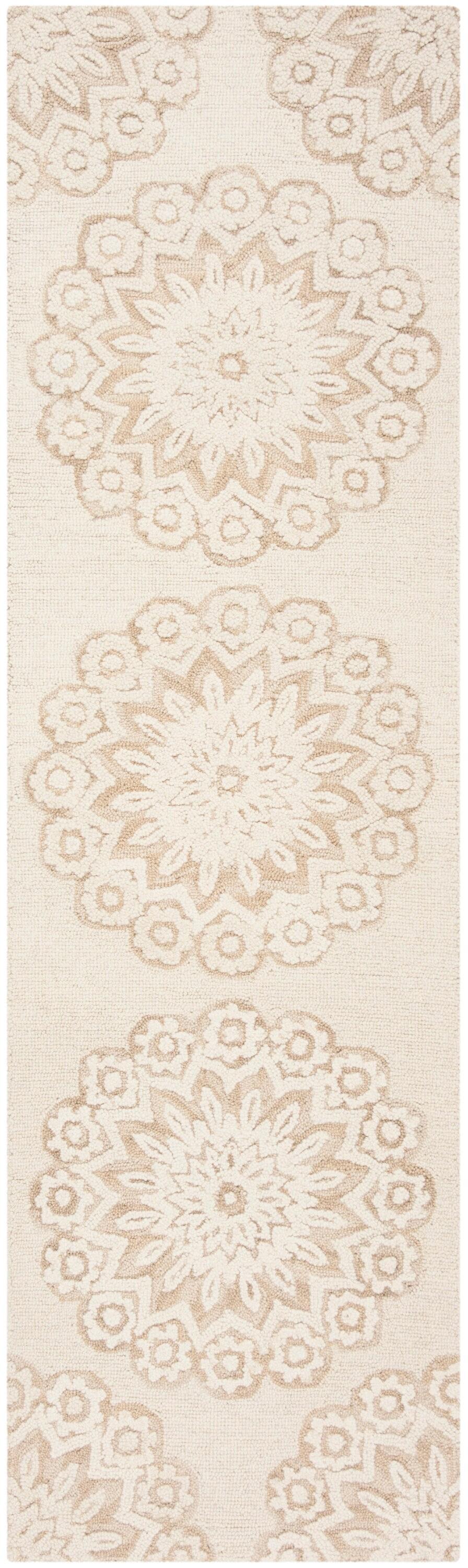 SAFAVIEH Blossom Brody Geometric Wool Runner Rug, Ivory/Beige, 2'3" x 8'