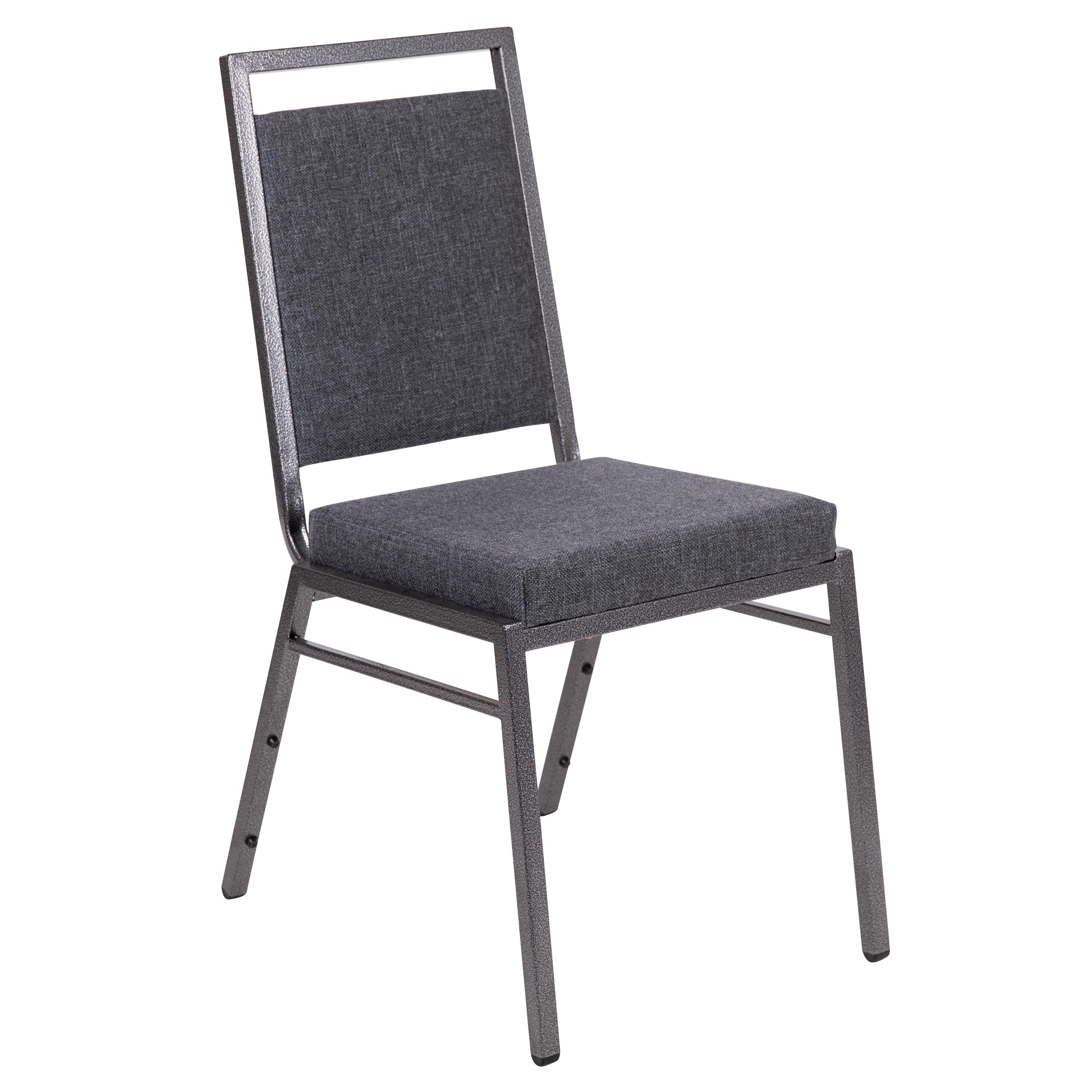 Columbus Square Back Stacking Banquet Chair with Silvervein Frame